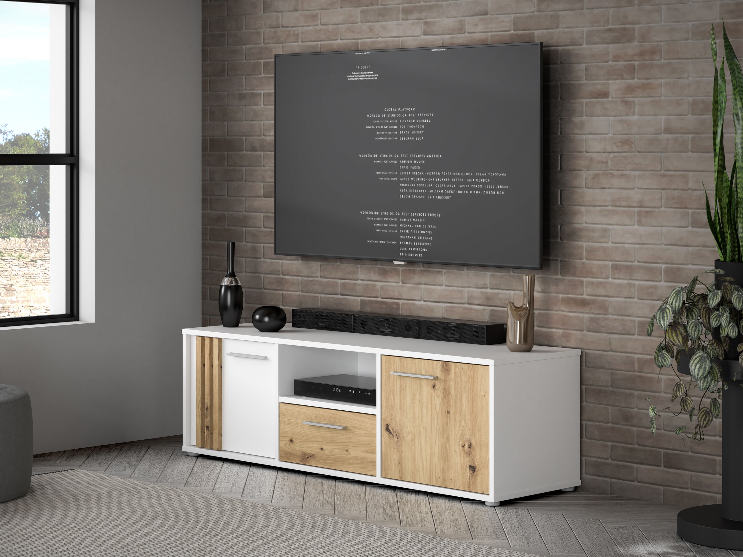 FORTE Lowboard »Cardigan TV-Board, TV-Schrank«, TV-Board, 2 farbig, Stauraum Kabelführung