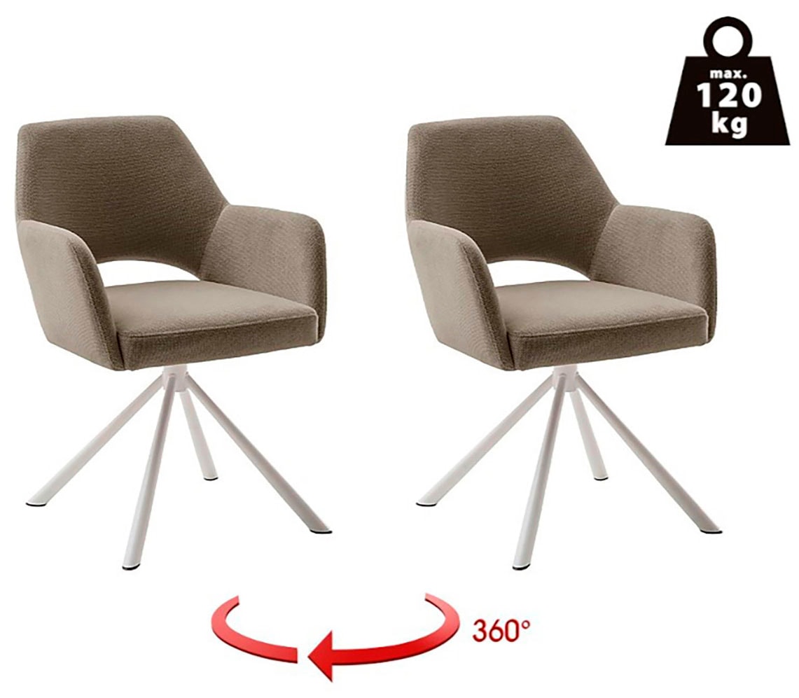 MCA furniture 4-Fußstuhl »BEVERLY«, (Set), 2 St., Chenilleoptik, Esszimmerstuhl,Chenilleoptik,360°drehbar,Sitzhöhe 49cm,belastbar 120kg