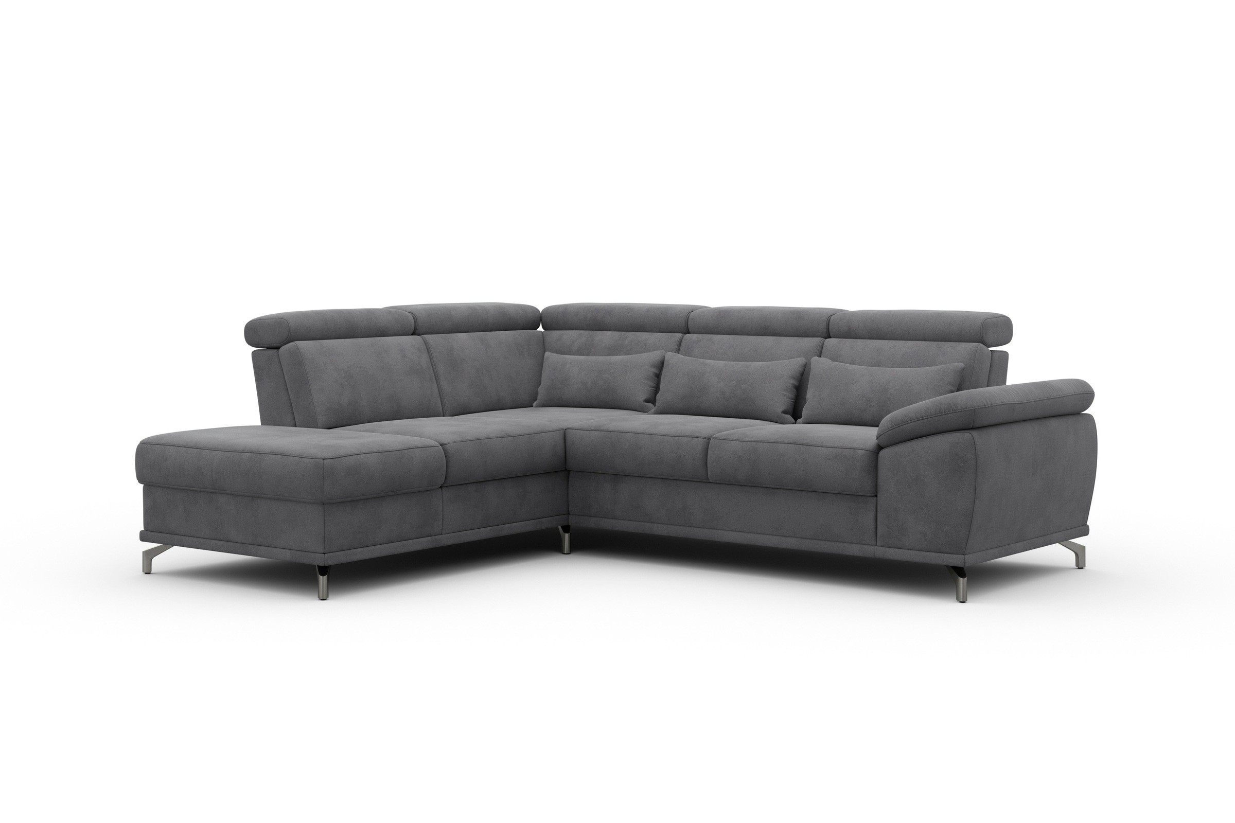 sit&more Ecksofa »Cabrio L-Form, mit Sitztiefenverstellung, Arm- und Kopfteilverstellung«, 3 Nierenkissen, Federkern, optional Bettfunktion und Stauraum