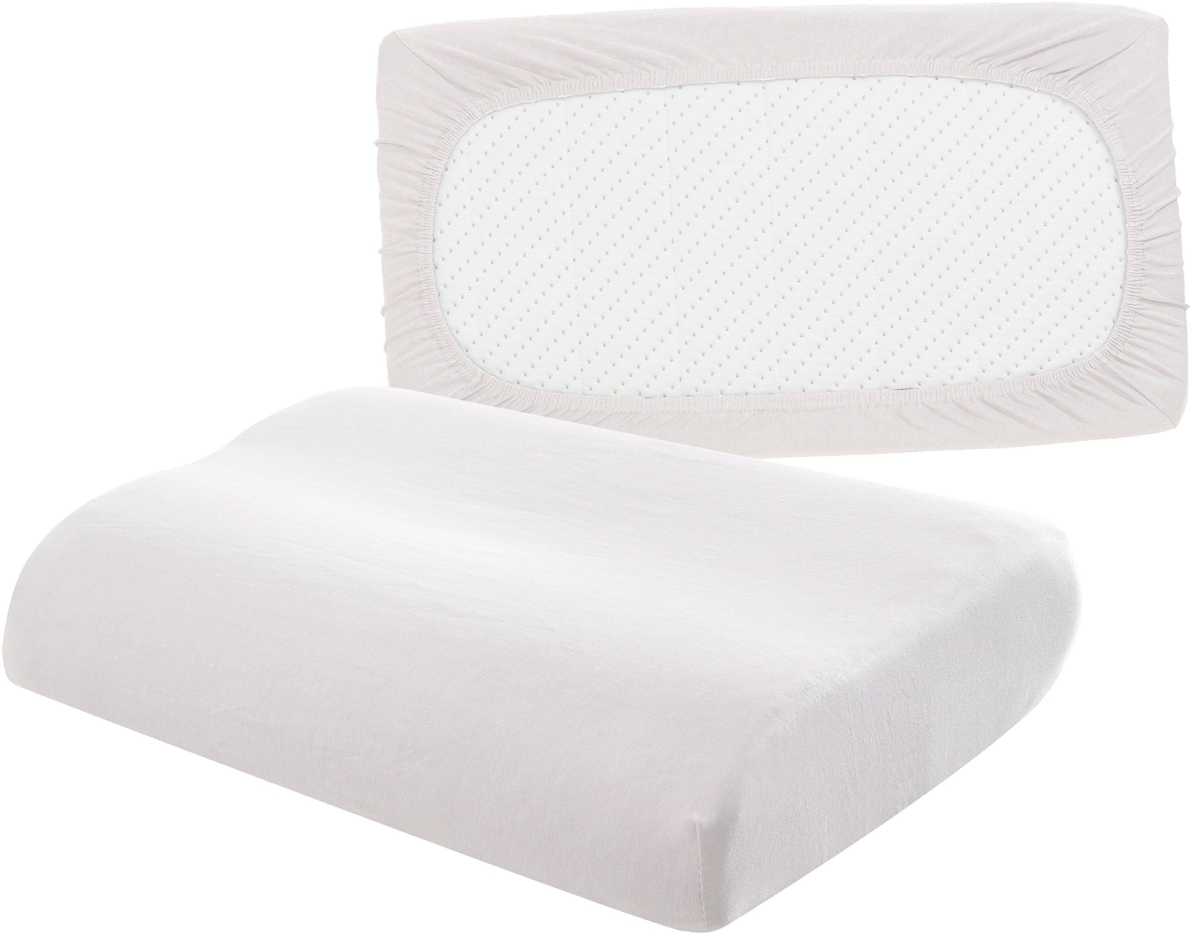 5. Bild von my home Kissenbezüge »Nackenstützkissen 2 Stück, Gesundheitskisssen, Ergokissen, Stützkissen, Obermaterial: 95% Baumwolle, 5% Elasthan, flexible Spannbezug, mit Gummizug, Unterstützt Cotton made in Africa«, (2 St.)