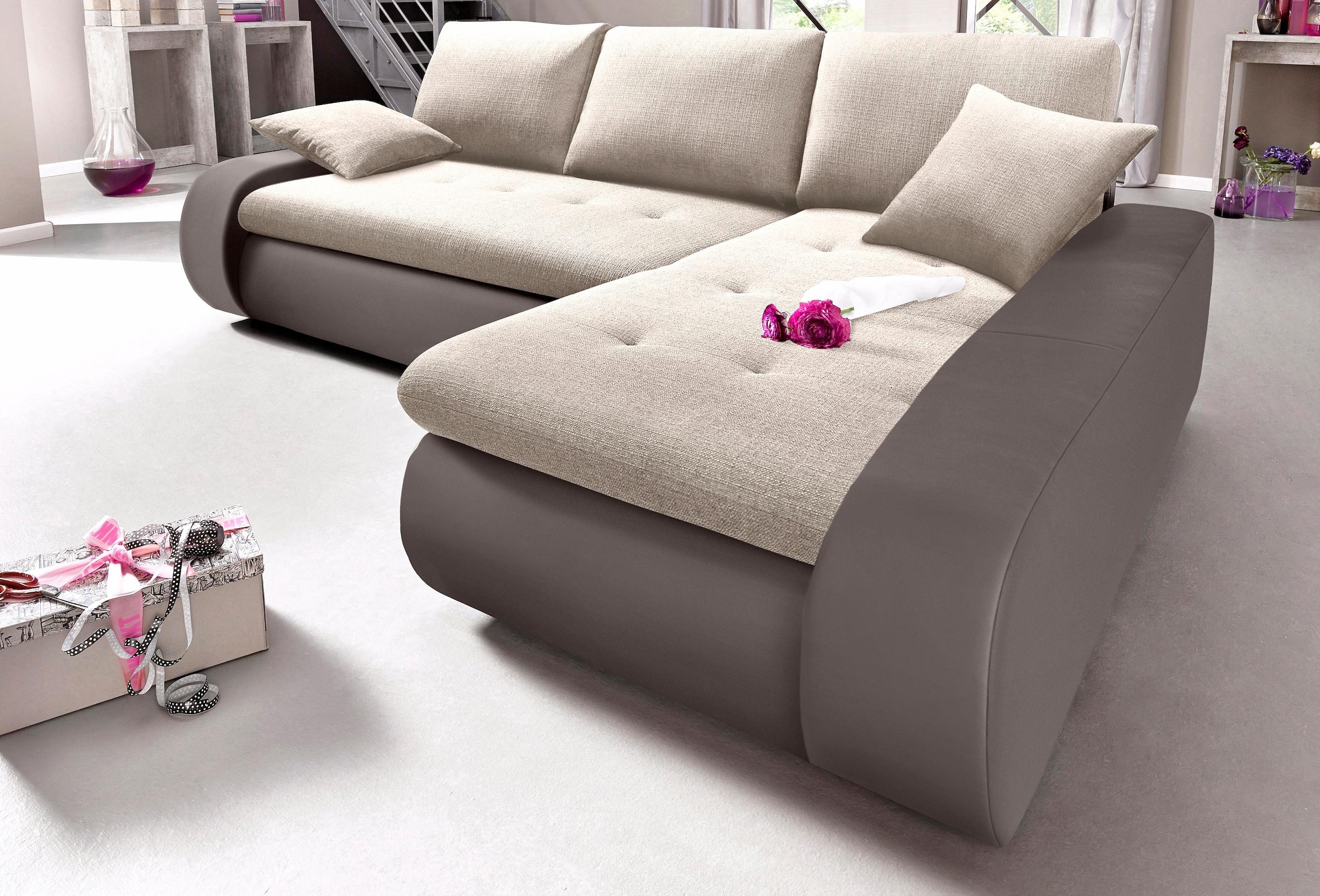 TRENDMANUFAKTUR Ecksofa »Indie, modern und bequem, Materialmix, OTTOs Choic günstig online kaufen