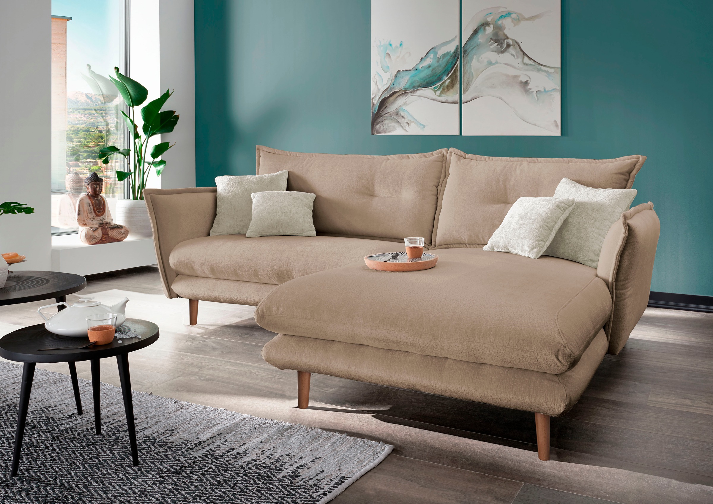 INOSIGN Ecksofa »Lazio modern und bequem, schmale Armlehnen, tolle Detailve günstig online kaufen