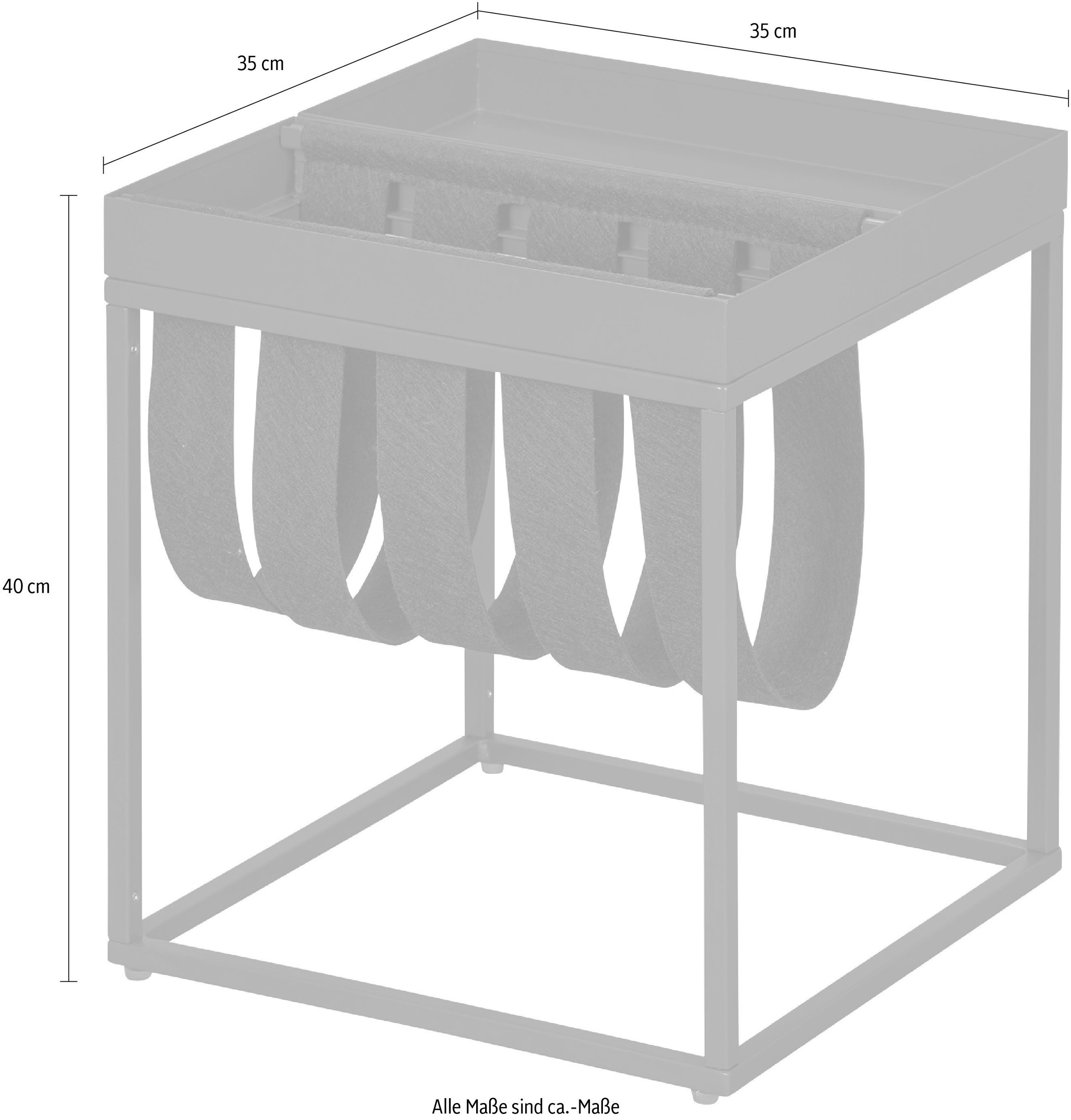 Inter Link Beistelltisch »Club NY, Magazinenständer, Metall & Filz, modernes Design, Ablagetisch« Wohnzimmertisch mit praktischem Ablagefach, BxTxH: 35 x 35 x 40 cm