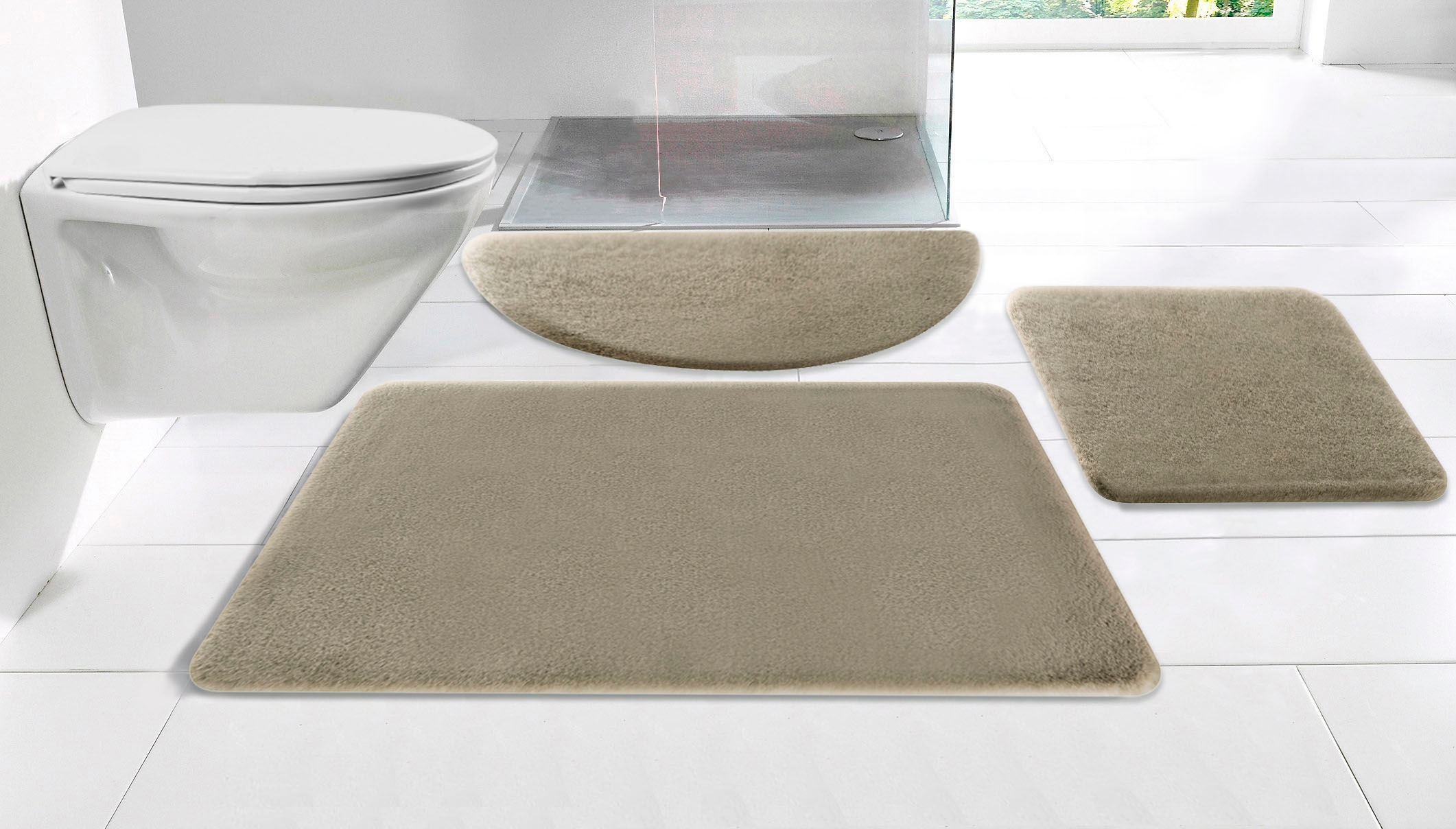 my home Badematte »Valeria, Kaninchenfell-Haptik«, rutschhemmend beschichte günstig online kaufen