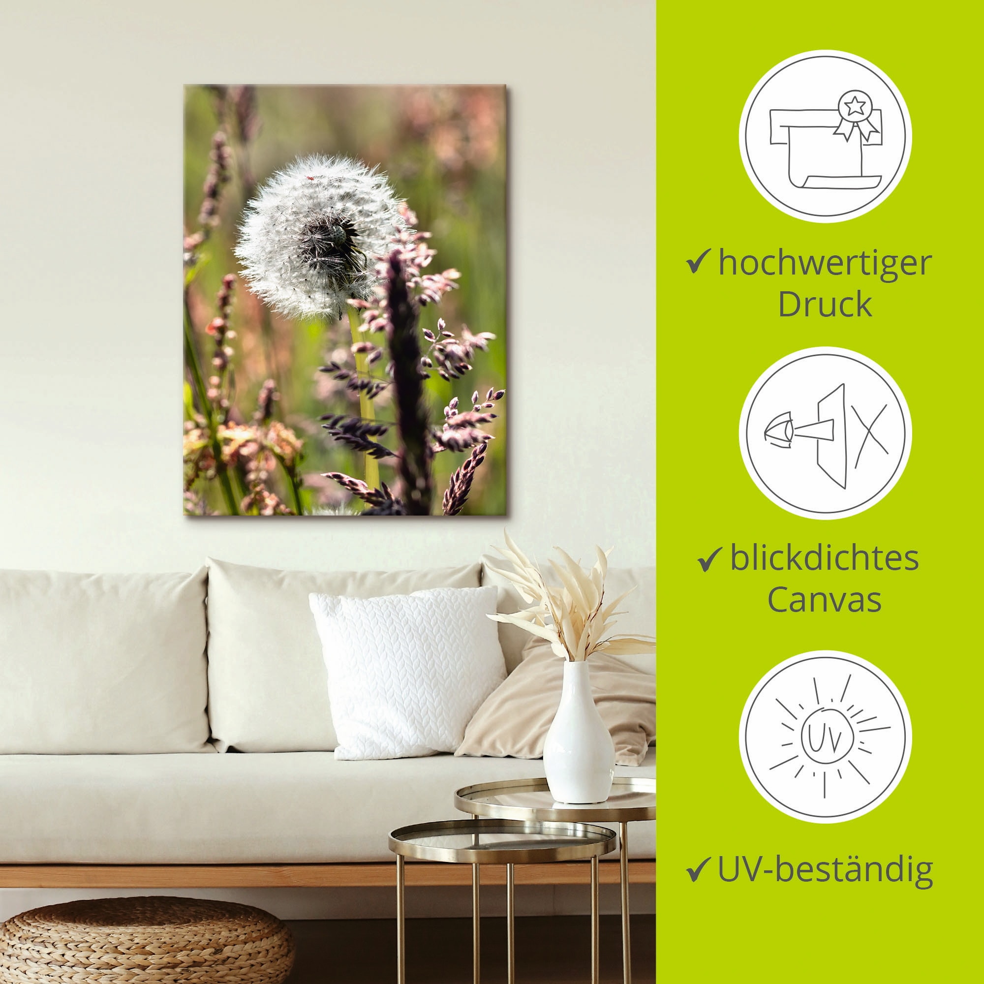 Artland Wandbild »Pusteblume III«, Blumen, (1 St.), als Leinwandbild, Poster in verschied. Größen