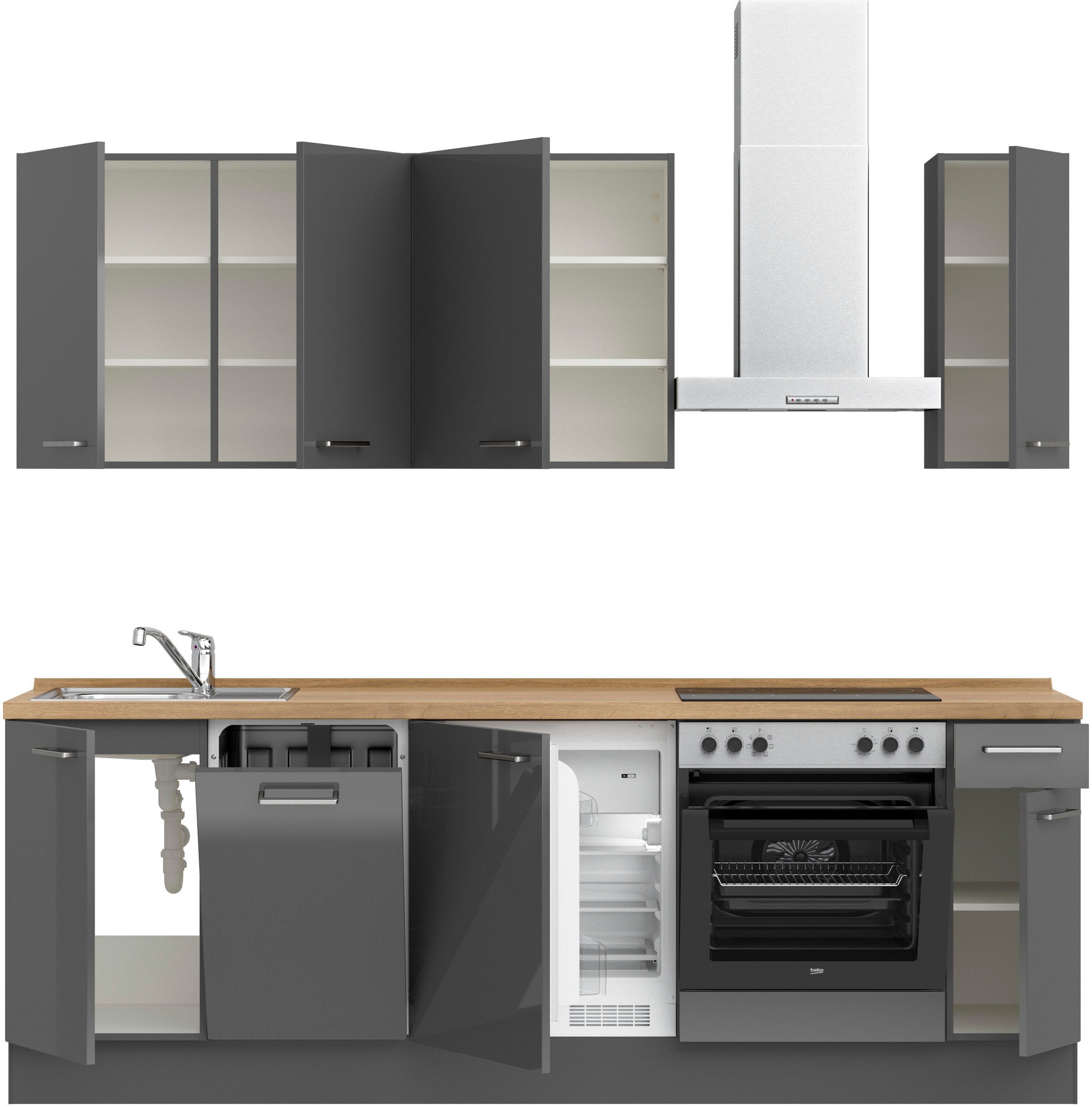 nobilia® Küchenzeile »"Flash I"«, vormontiert, Ausrichtung wählbar, Breite 240 cm, wahlw. mit E-Geräten