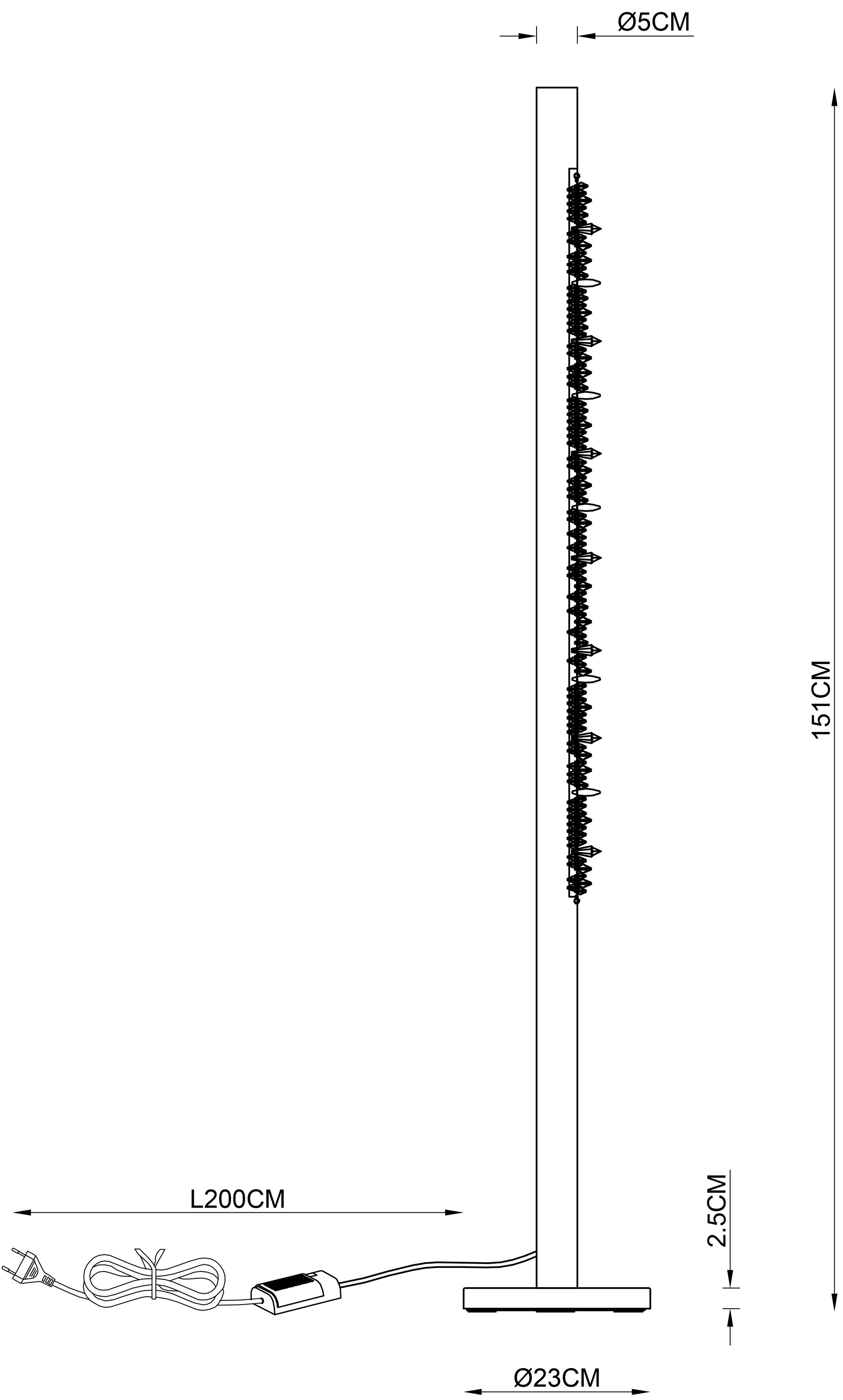 GLOBO LIGHTING Stehlampe »FELICITAS« LED-Modul 1 Stk. Warmweiß Stehleuchte Schwarz/Holz, Acryl kristall, dimmbar, LED 20W