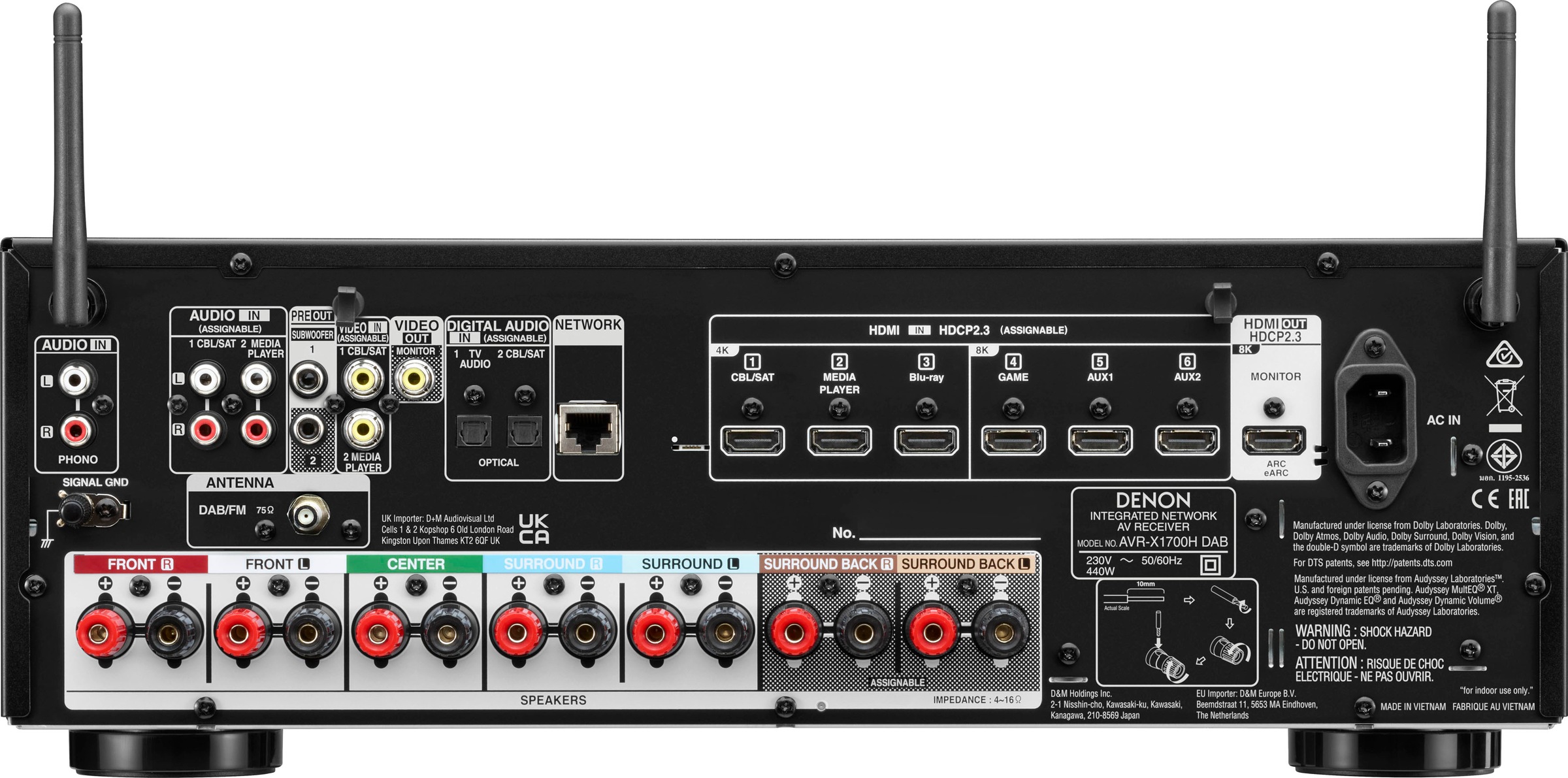 4. Bild von Denon Heimkinosystem »AVR-X1700H DAB 8K-«