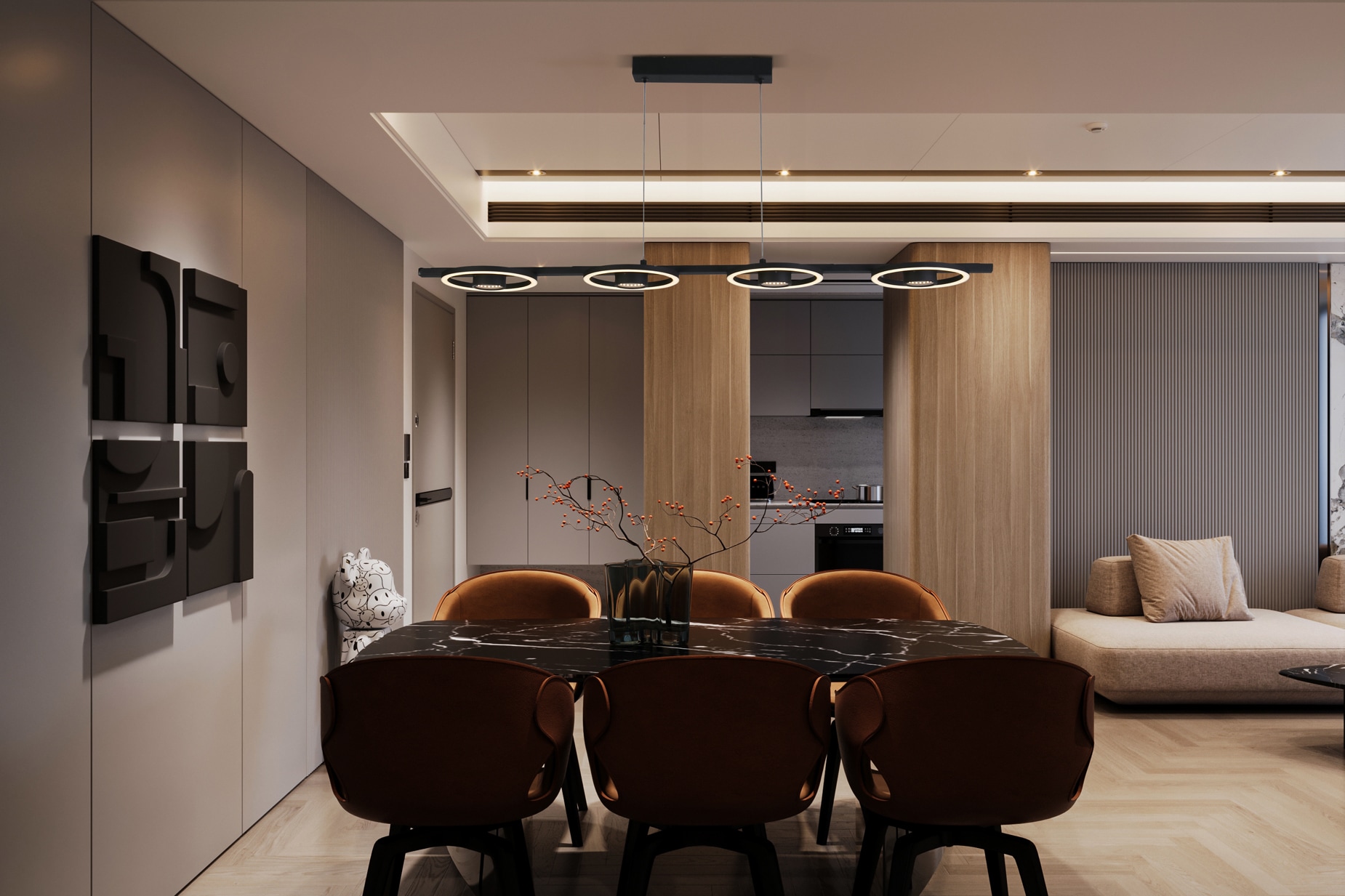 Searchlight LED-Hängeleuchte »Hängeleuchte Space, na-flammig«, 4 flammig, Leuchtmittel LED-Modul | LED fest integriert, Spiegel mit Unendlichkeitseffekt