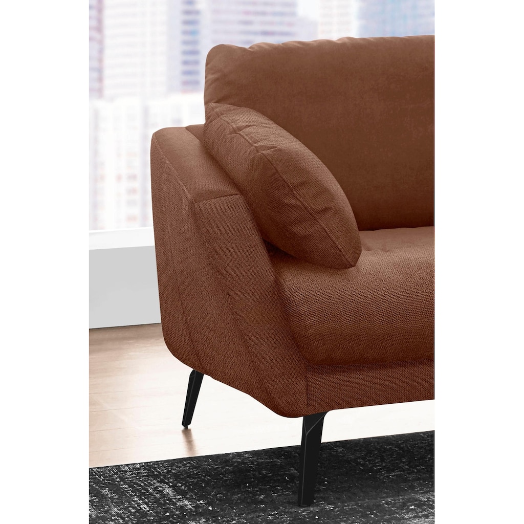 W.SCHILLIG Ecksofa »softy«, mit dekorativer Heftung im Sitz, Füße schwarz pulverbeschichtet