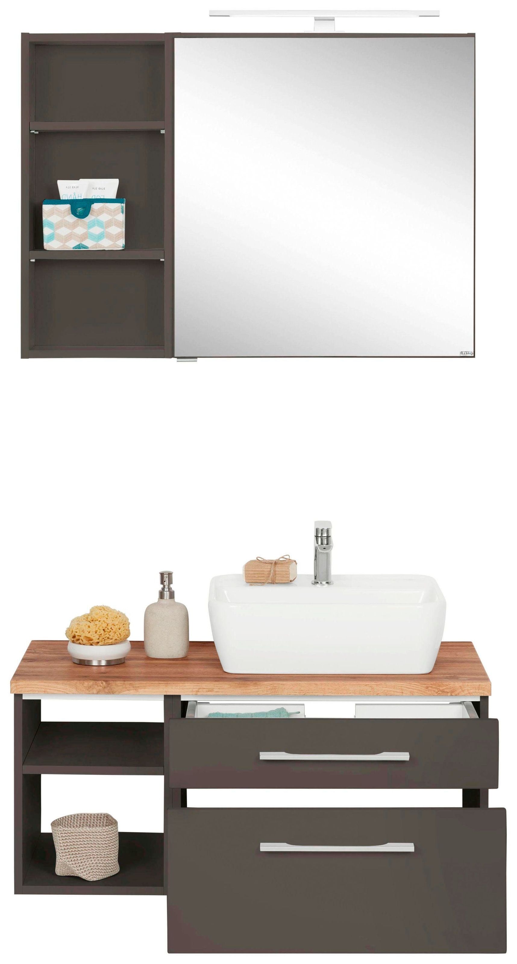 welltime Badmöbel-Set »Davos« 3 Stk. tlg. Spiegelschrank, Regal und Waschti günstig online kaufen