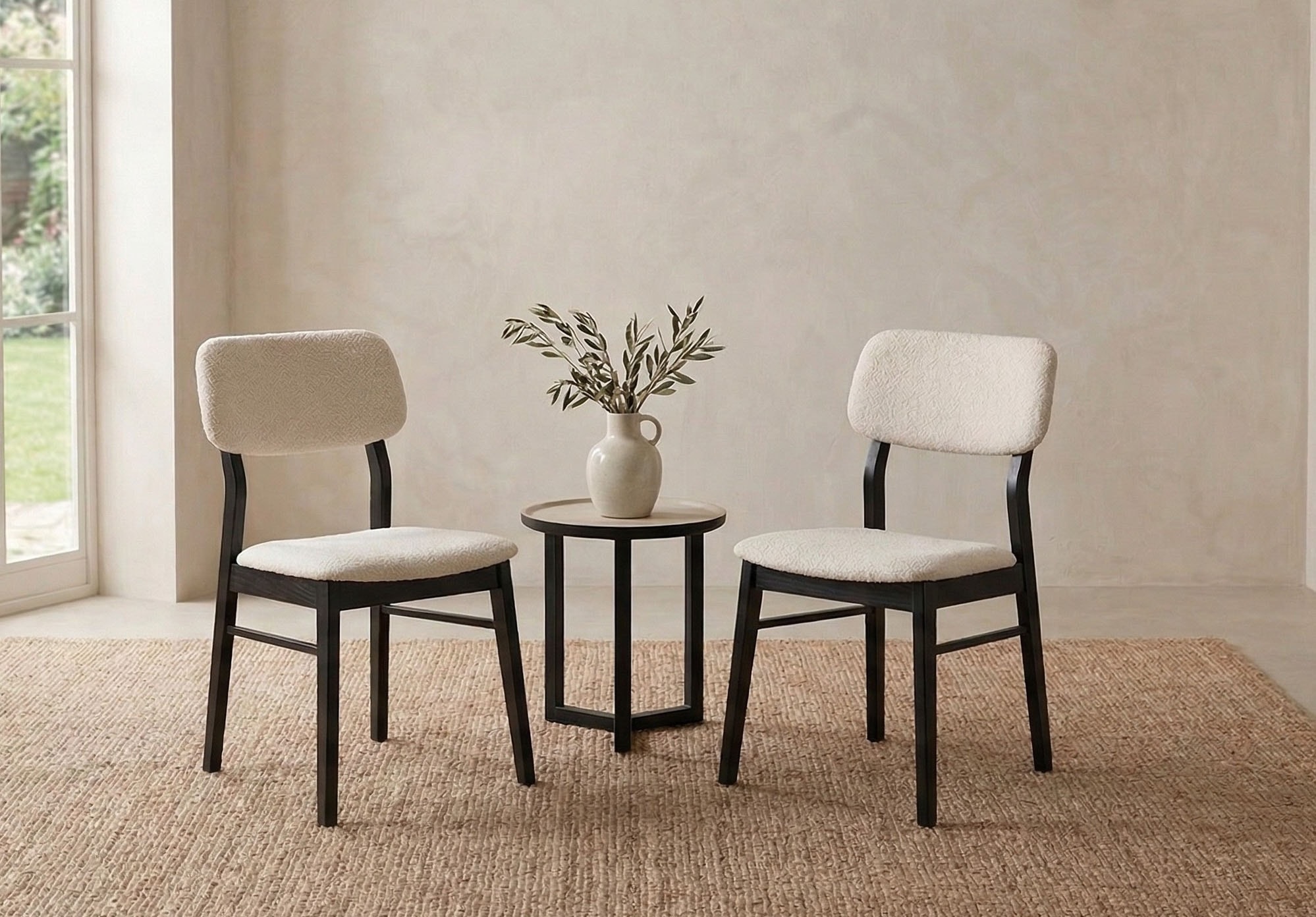 Jahnke Esszimmerstuhl »JOY SIT DUO« (Set) Esszimmerstuhl (2er Set), Massivholz, Boucle-Stoff,bis 110kg belastbar