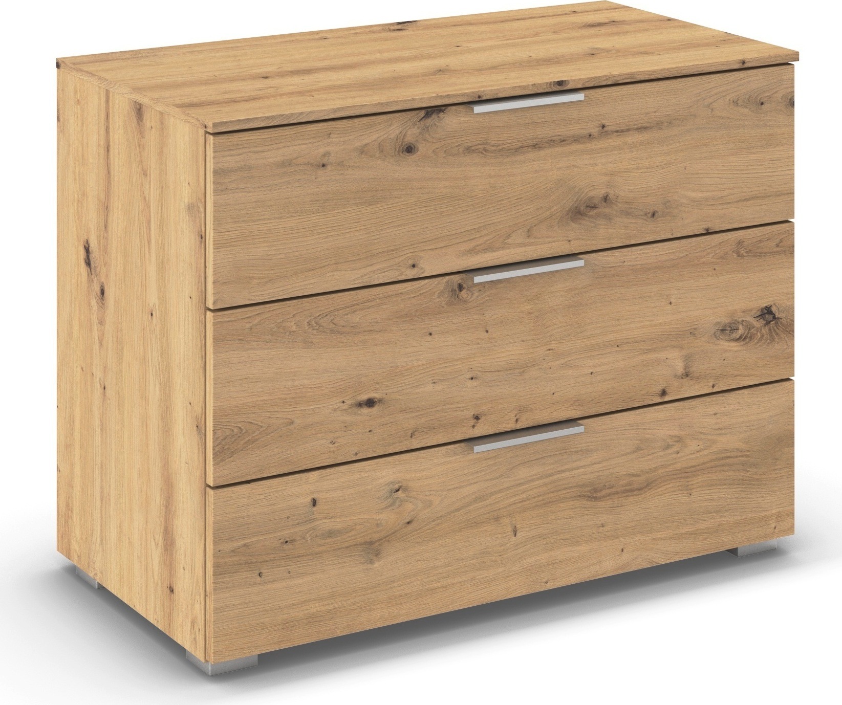rauch Schubkastenkommode »Lowboard Sideboard Schubladenkommode Kommode ASTANA« Breite 80 cm / Höhe 61 cm,  mit 3 geräumigen Schubladen, Kantengriff in Alufarben MADE IN GERMANY