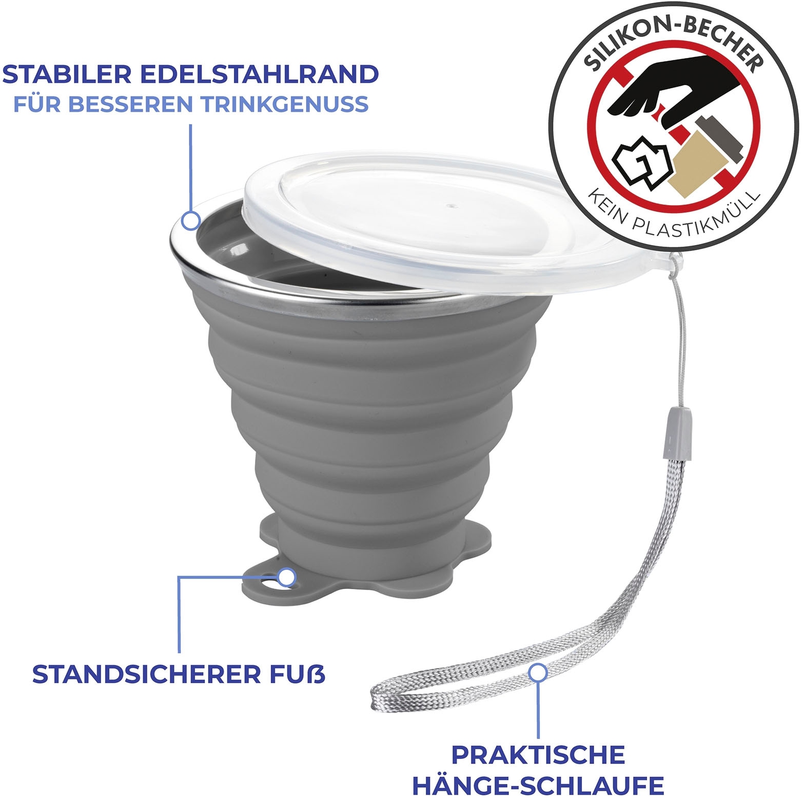 Maximex Becher »To-Go«, (Set, 2 tlg.), faltbar, je 250 ml, 2-teilig