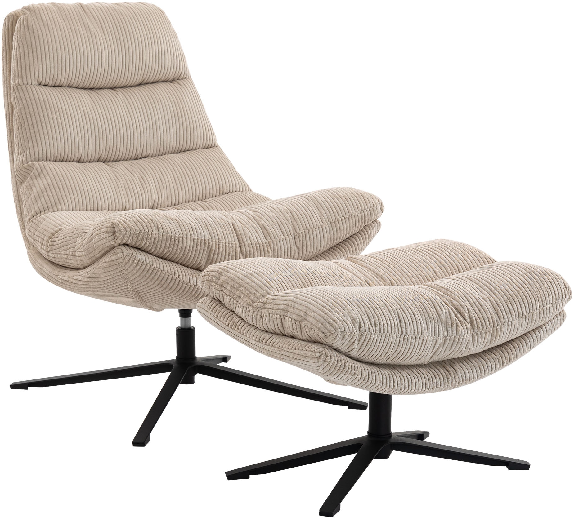 Duo Collection Relaxsessel »Porto« 360° drehbar, doppelte Polsterung, mit Hocker, bis 115 kg belastbar