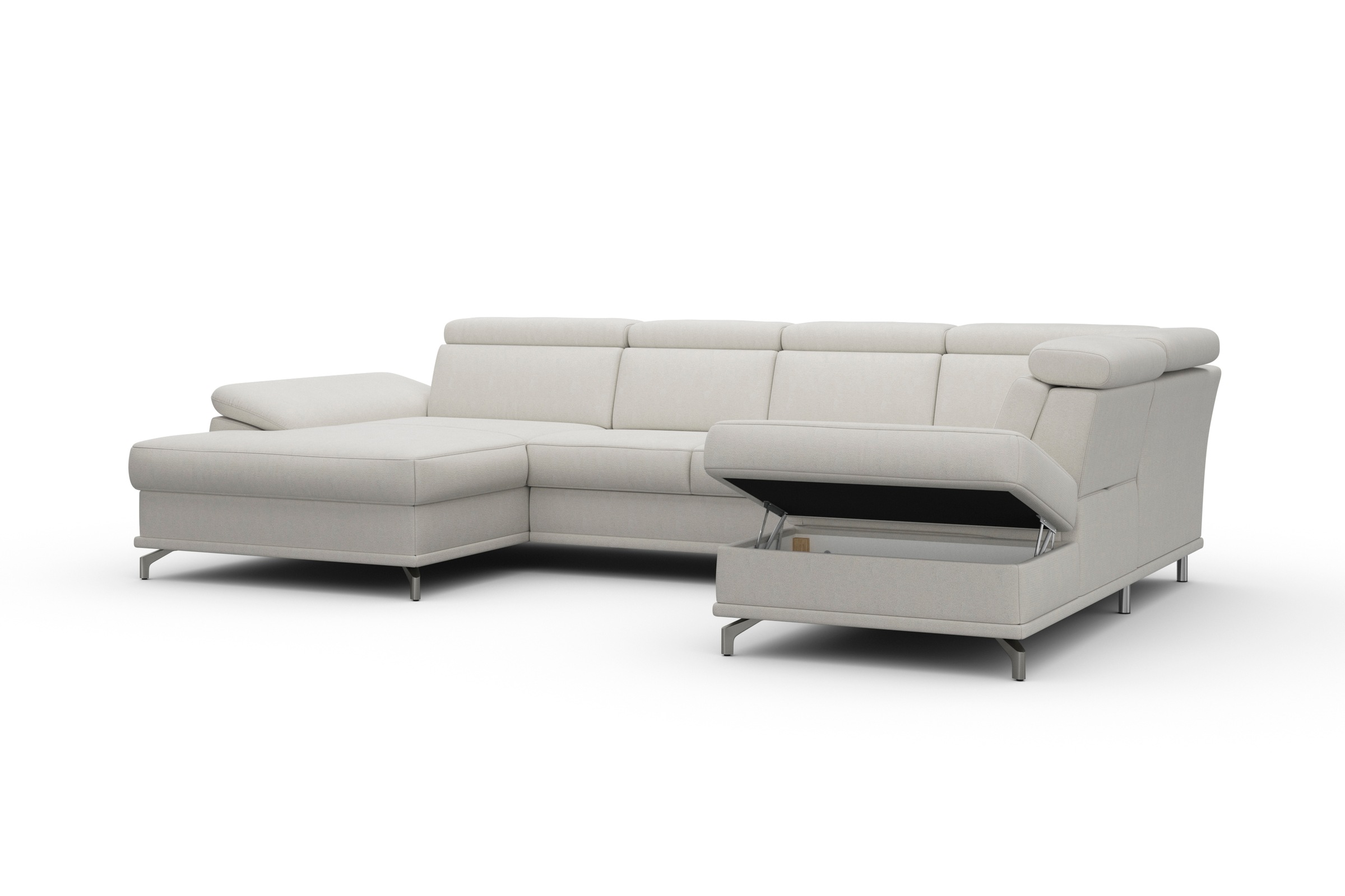 sit&more Wohnlandschaft »Cabrio U-Form, mit Sitztiefenverstellung, Arm- und Kopfteilverstellung«, 3 Nierenkissen, Federkern, optional Bettfunktion und Stauraum