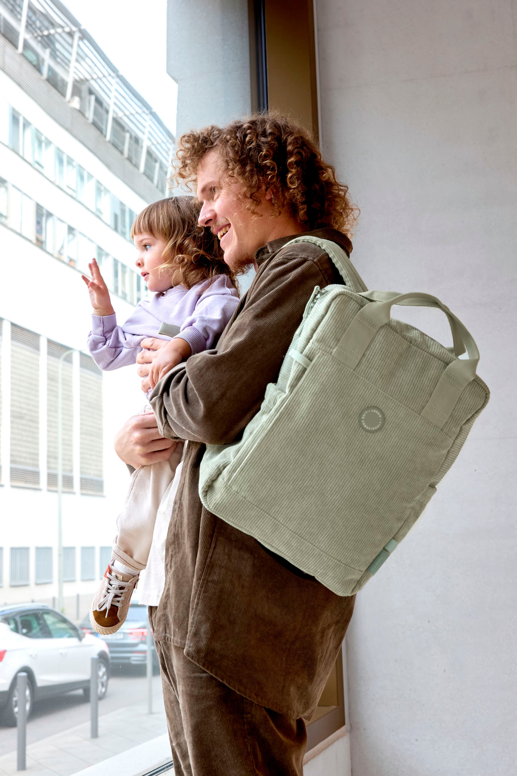 LÄSSIG Wickelrucksack »Green Label, Vividal Backpack Cord, light khaki«
