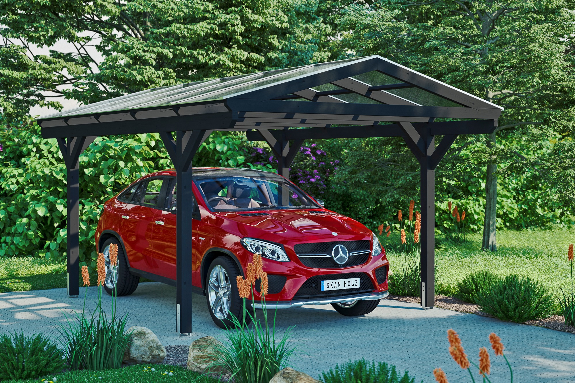 Skanholz Einzelcarport »Westerwald« Massivholz 326 cm Anthrazit günstig online kaufen