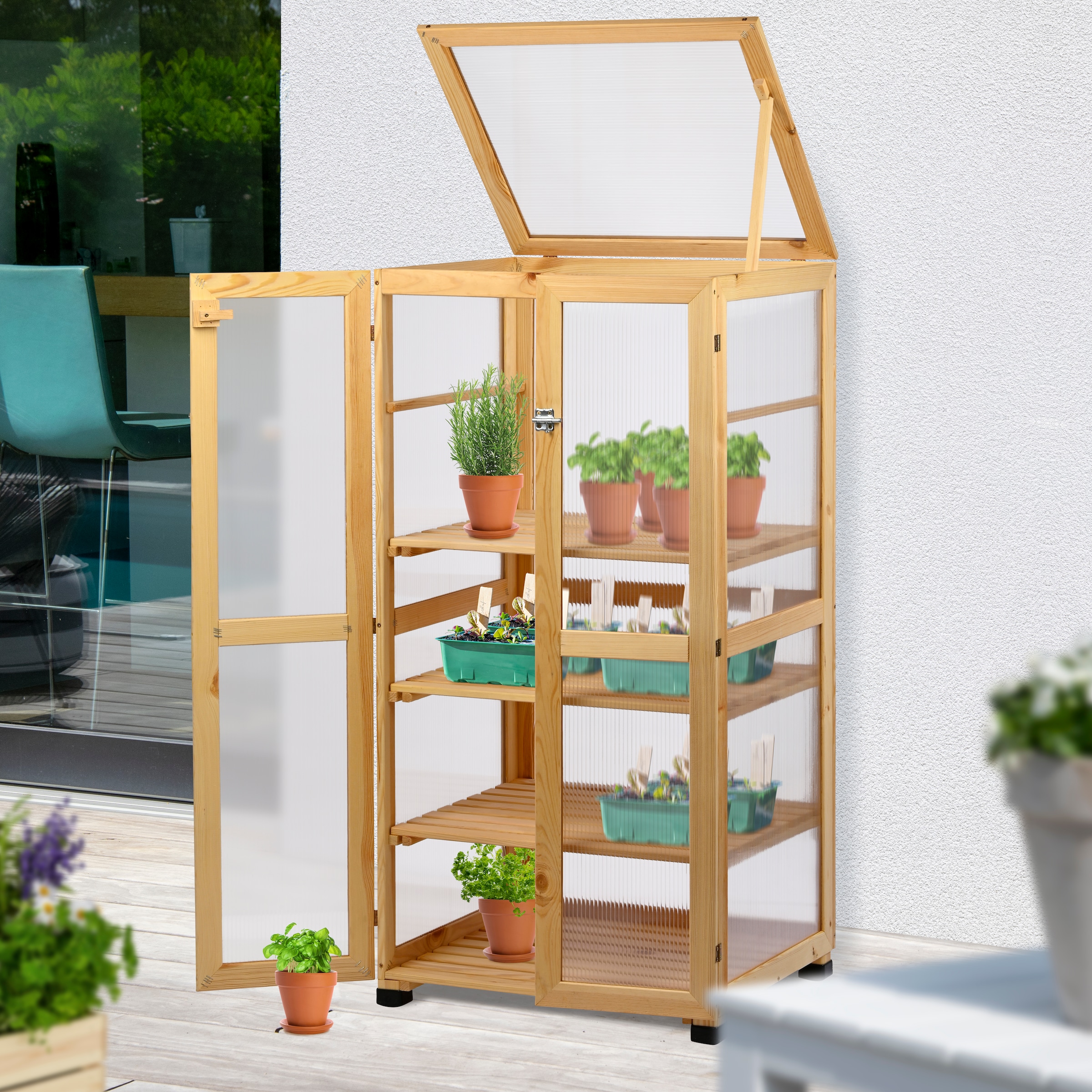 dobar Anzuchttopf »Dome« großer Anzuchtschrank aus FSC®-zertifiziertem Kiefernholz