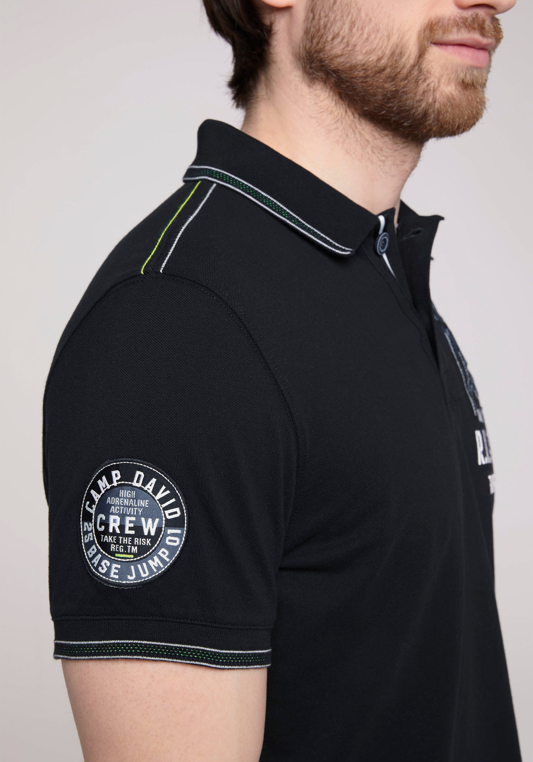 CAMP DAVID Poloshirt, mit Kontrastnähten auf den Schultern