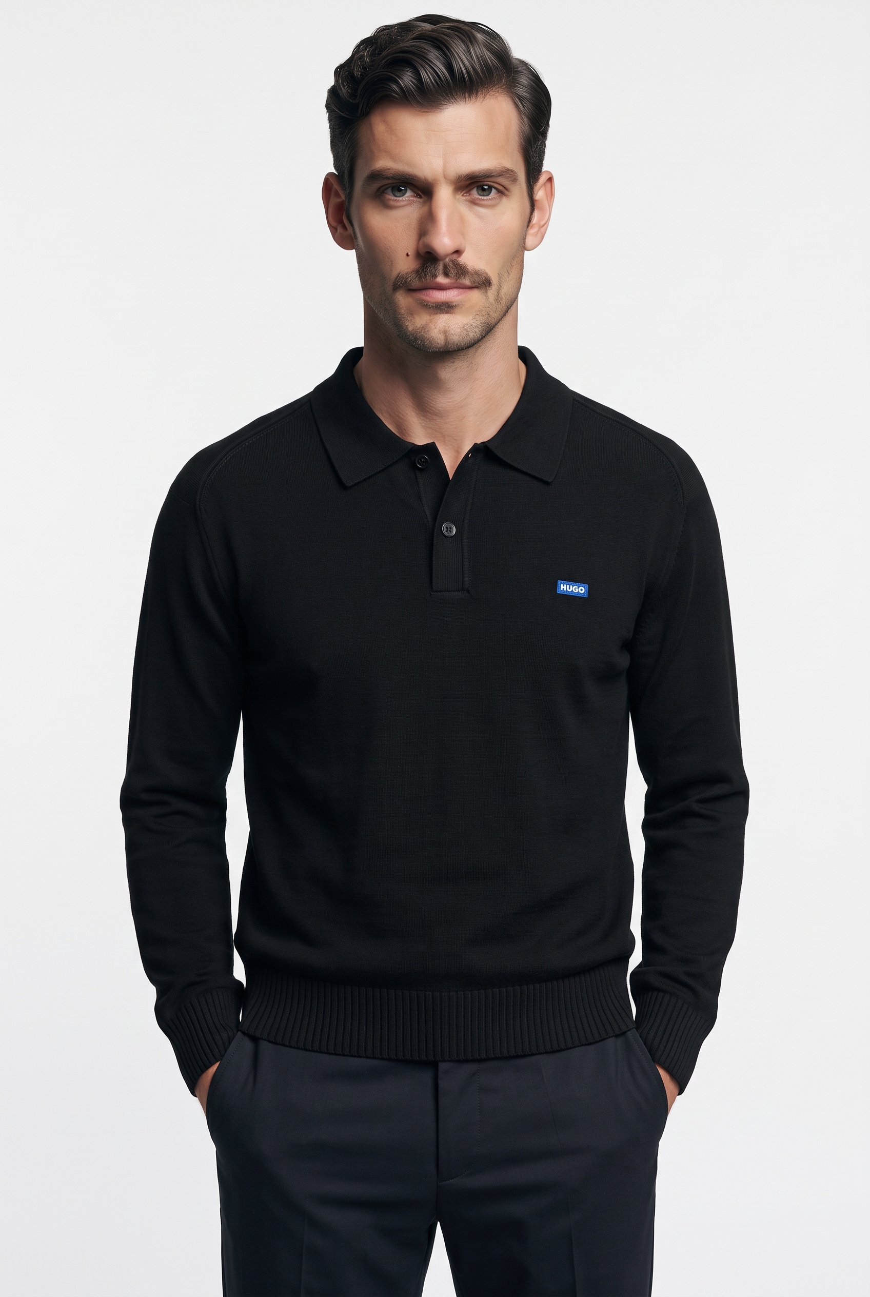 HUGO Strickpullover »San Patty« Polokragen, Knopfleiste, Regular Fit, reine Baumwolle