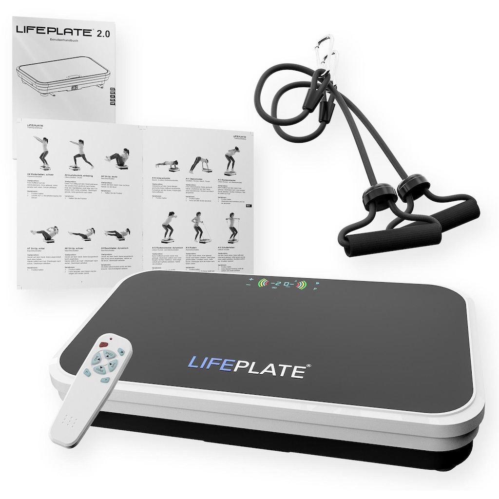 MAXXUS Vibrationsplatte »Lifeplate 2.0«, (Set, 3 tlg., mit Trainingsbändern-mit Trainingsplan)