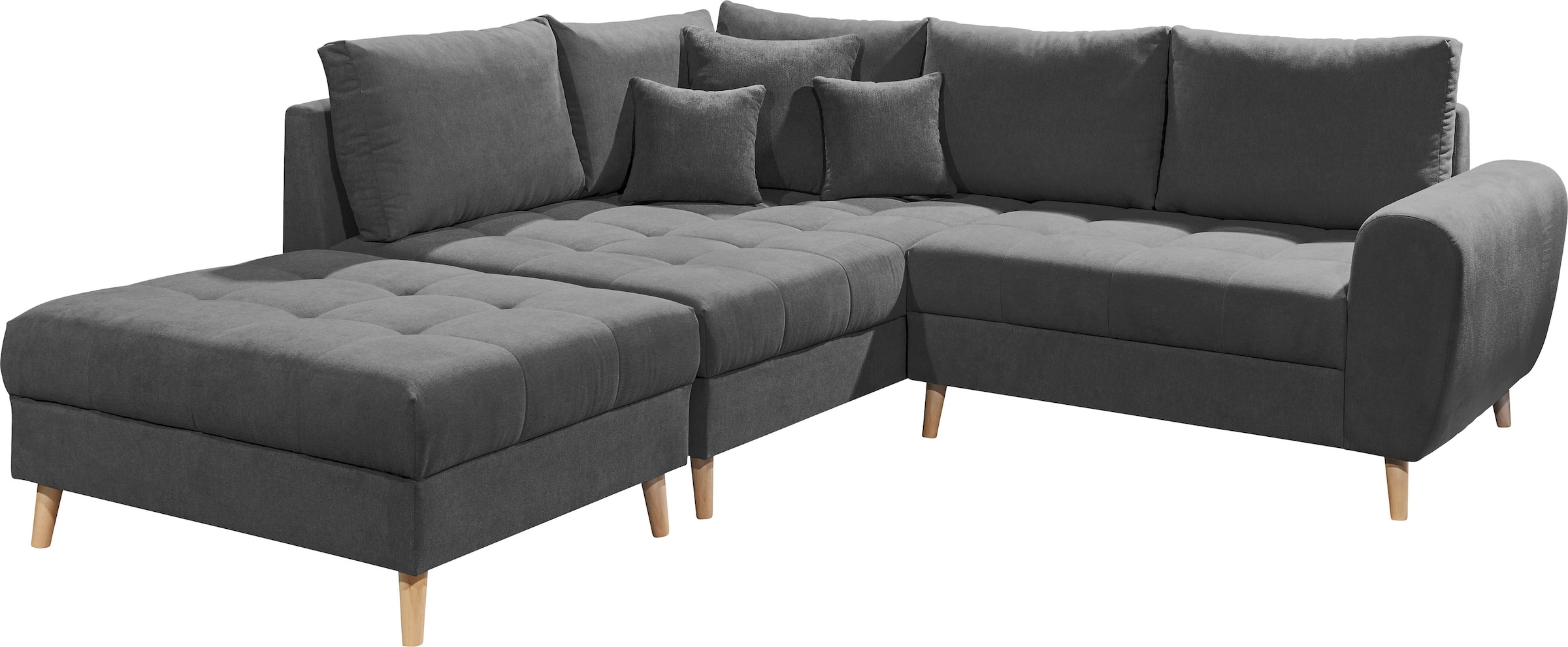 ED EXCITING DESIGN Ecksofa »Alice L-Form«, (Set), mit Hocker & 3 Zierkissen