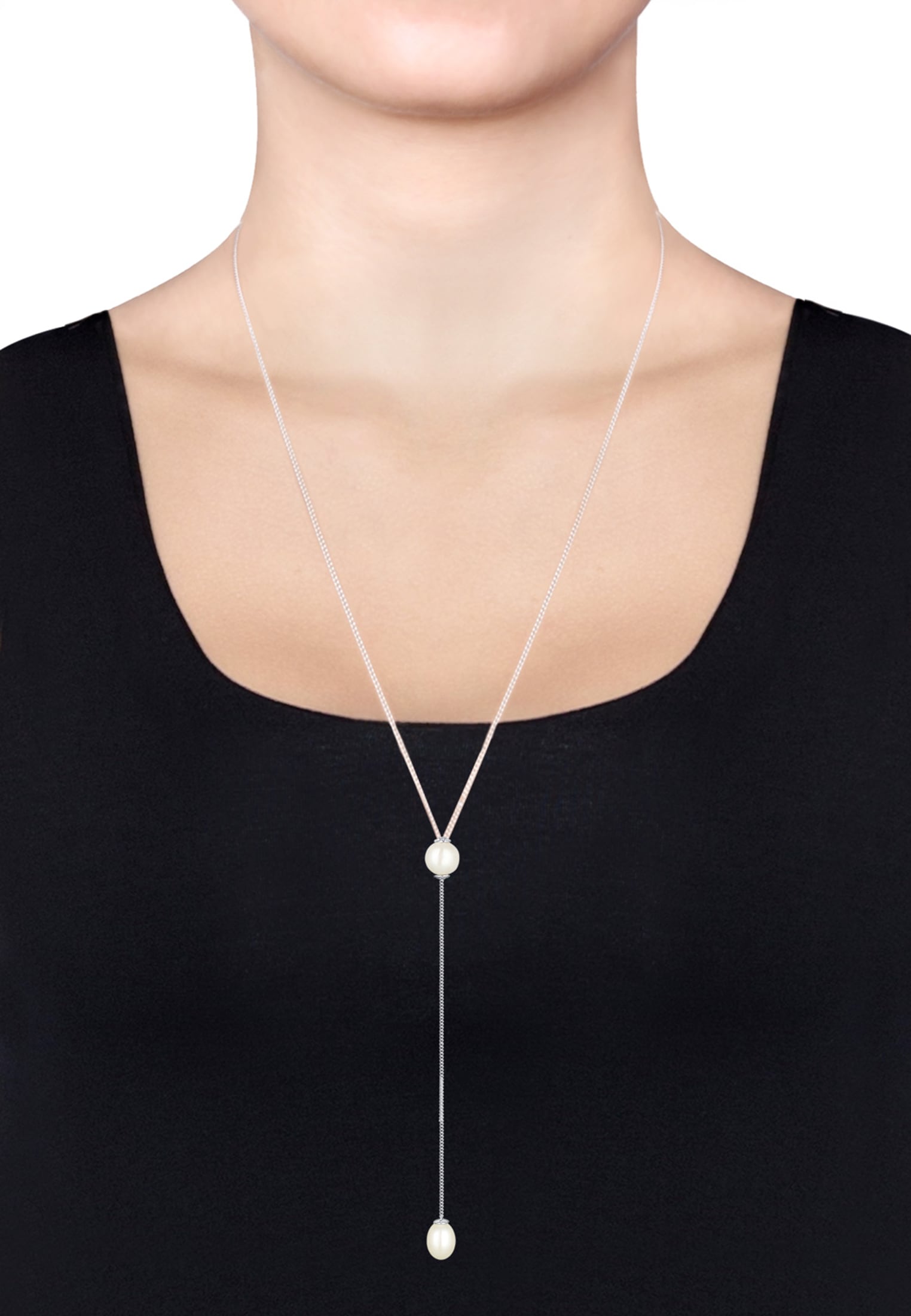 Elli Perlenkette »Y-Kette Süßwasserzuchtperle 925 Sterling Silber«