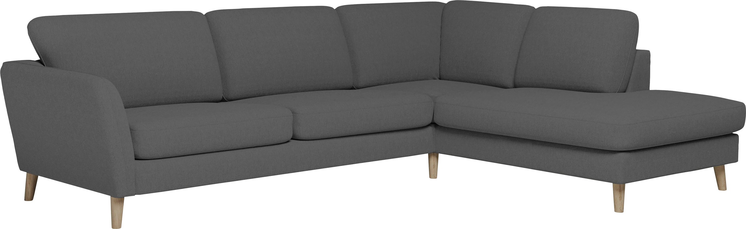 Home affaire Ecksofa »MARSEILLE 278/202 cm, L-Form, Ottom. rechts/links, verschiedene Bezüge«, Massivholzbeine Eiche, Landhausstil, Wellenunterfederung