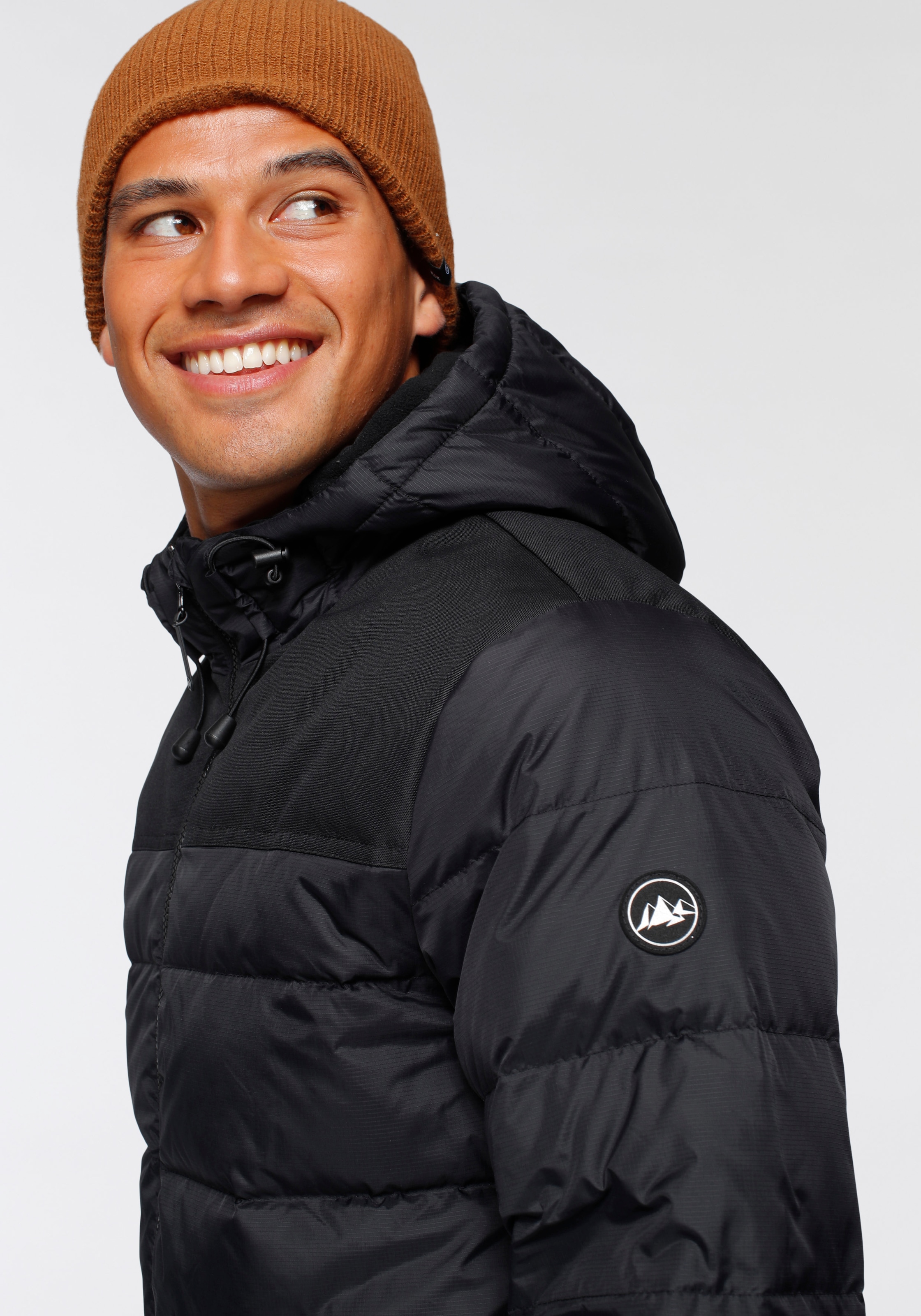 Polarino Daunenjacke mit Kapuze für den Winter,  aus leichtem Webmaterial