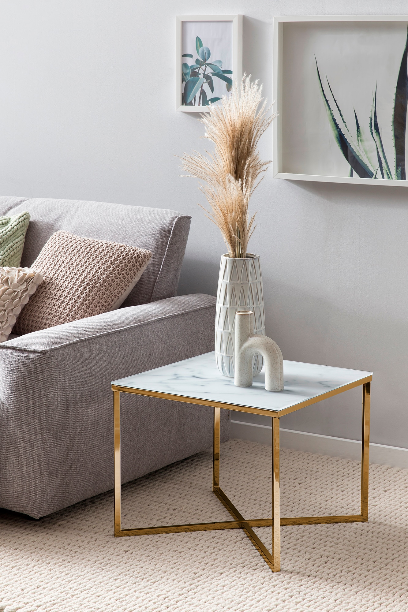 SalesFever Beistelltisch, Elegante Tischplatte in edler Marmoroptik