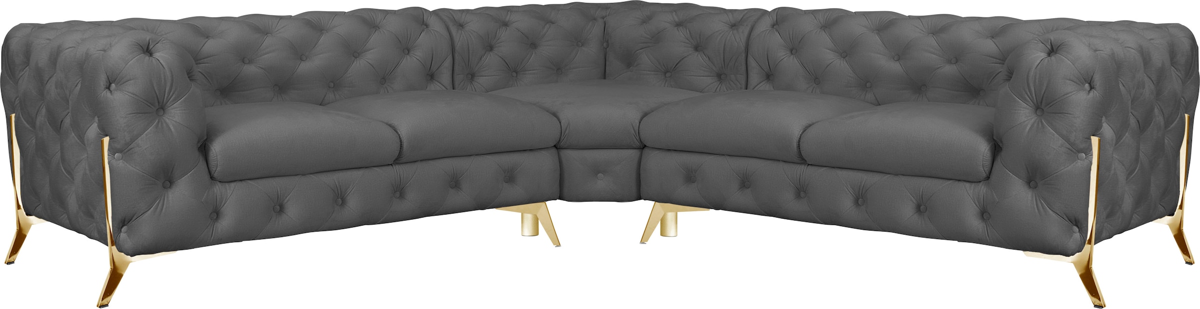 Home affaire Chesterfield-Sofa »Amaury L-Form« Chesterfield-Optik, Breite/T günstig online kaufen