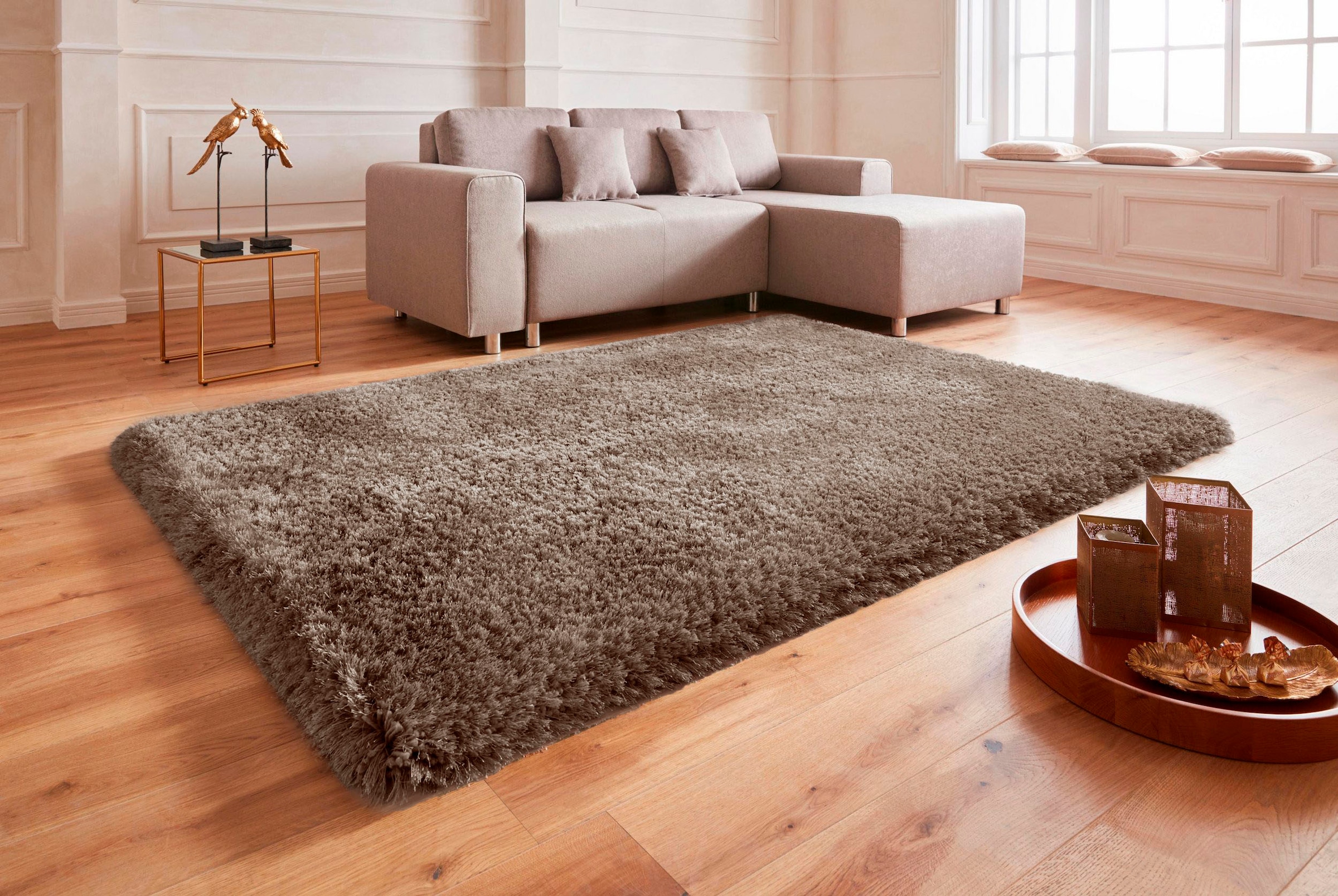 Guido Maria Kretschmer Home&Living Hochflor-Teppich »Micro exclusiv«, rechteckig, weich, flauschig, Uni-Farben, Wohnzimmer, Schlafzimmer, Kinderzimmer