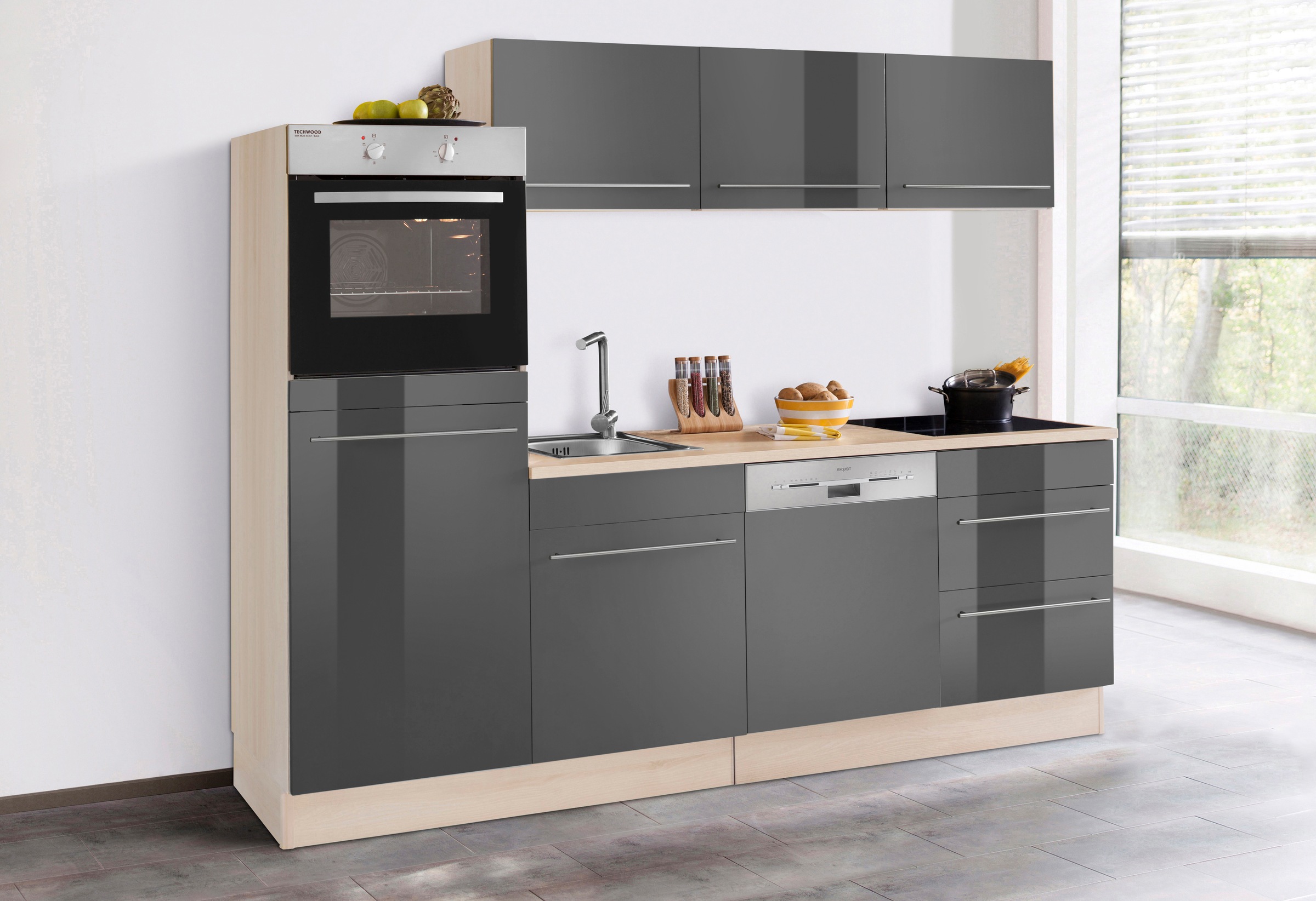 OPTIFIT Küche »Bern«, (Spar-Set), Breite 240 cm, mit E-Geräten, Stärke der Arbeitsplatte wählbar