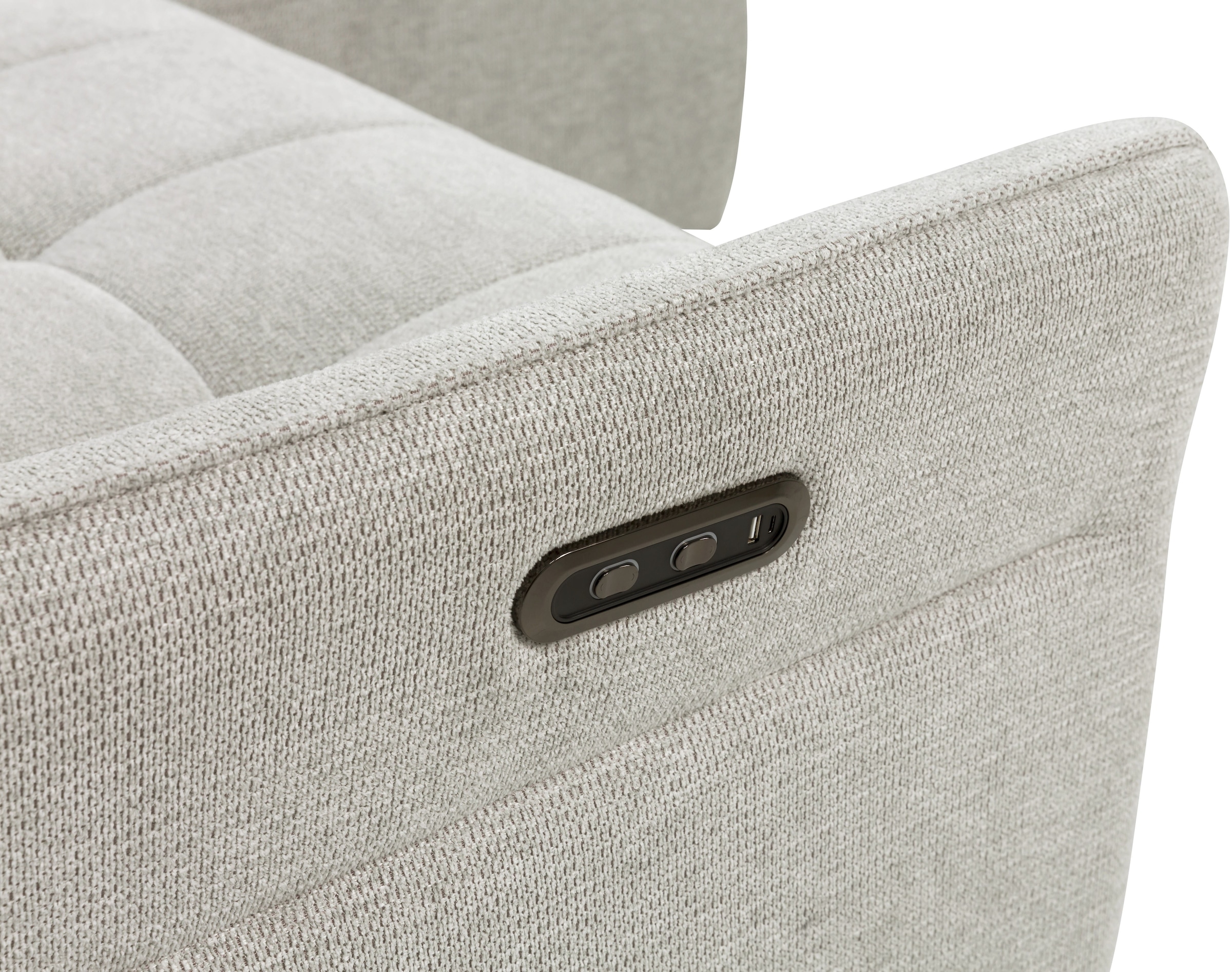 INOSIGN Ecksofa »DENIO 3-Sitzer, L-Form (Breite 209cm), elektr. Relaxfunktion, USB-A/C«, Liegefunktion durch Recliner, Federkernpolsterung