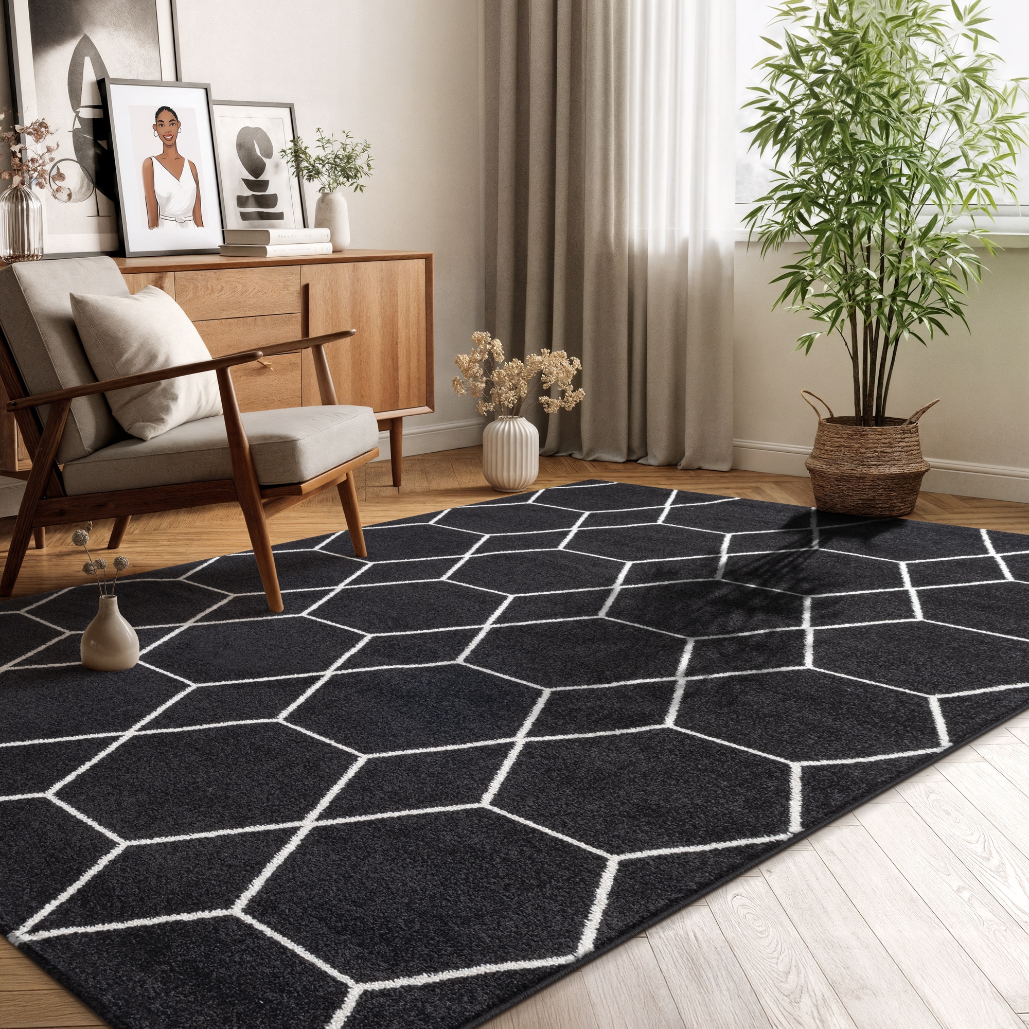 Sanat Teppich »Trellis , auch als Läufer und Rund« rechteckig 10 mm Höhe Kurzflor, skandi, boho, große Farbauswahl, alle Räume