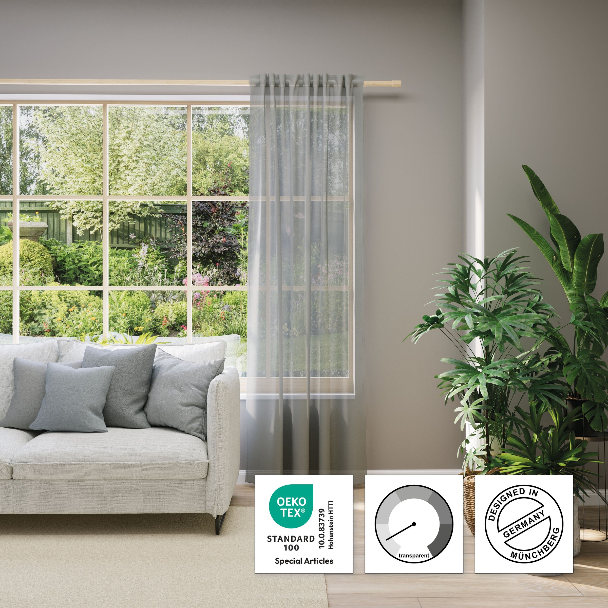 Neutex for you! Vorhang nach Maß »EVA«, (1 St.), Uni-Voile mit elegantem Glanz