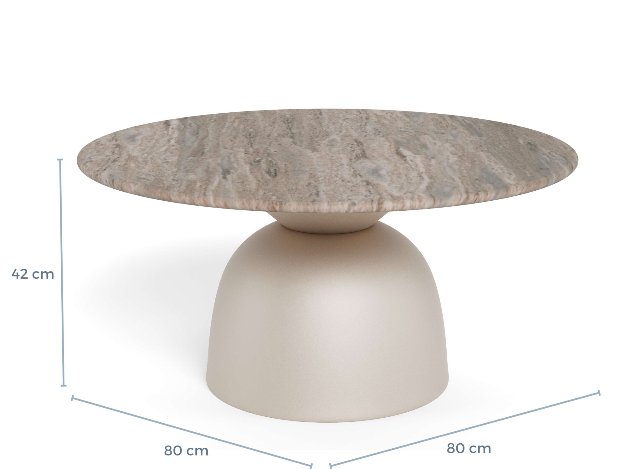 ACTONA GROUP Couchtisch »Ferrol Beistelltisch– stilvoll & modern mit eleganter Marmorplatte« Rund. Grauer Toronto Marmor, raues Stahlgestell, grau. Ø: 80 cm
