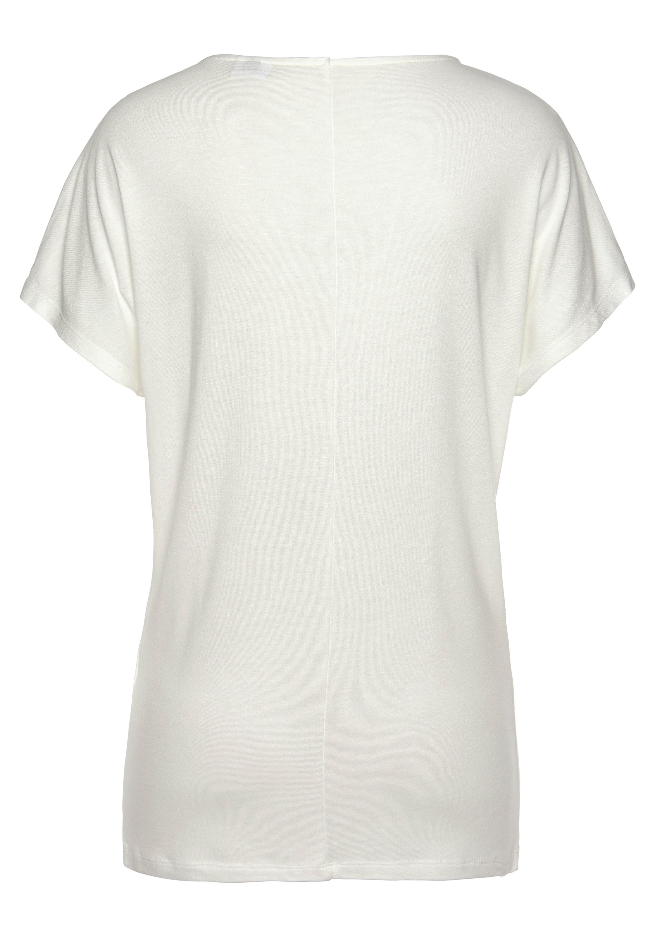 LASCANA Kurzarmshirt, mit Schnüroptik auf den Schultern, T-Shirt, weiche Jerseyqualität