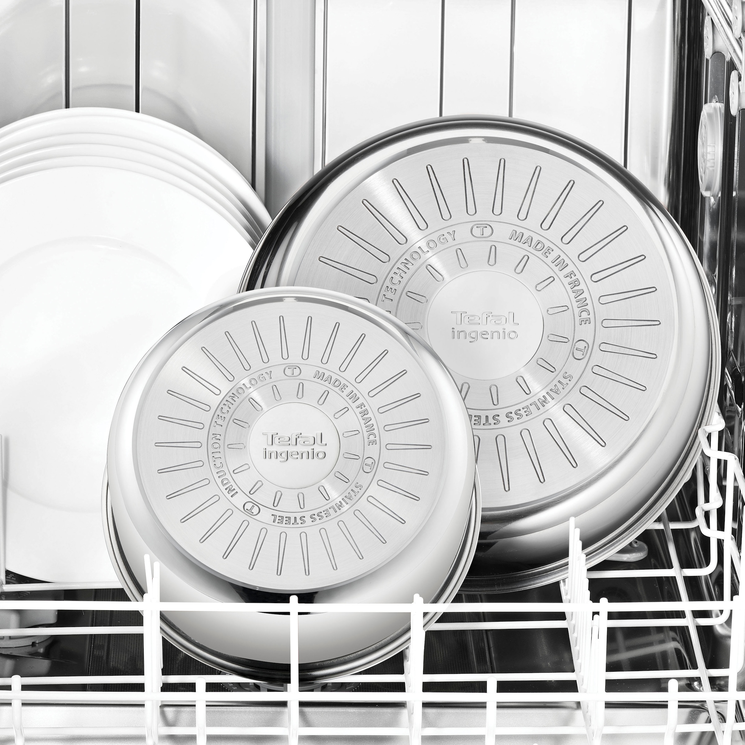 Tefal Pfannen-Set »Ingenio Preference«, Edelstahl, (Set, 3 tlg., Tefal Ingenio Preference Pfannenset, 2 teilig, Ø 22, 26 cm, 1 Griff), stapelbar, Antihaftversiegelung, Induktion, Made in France, kompakt