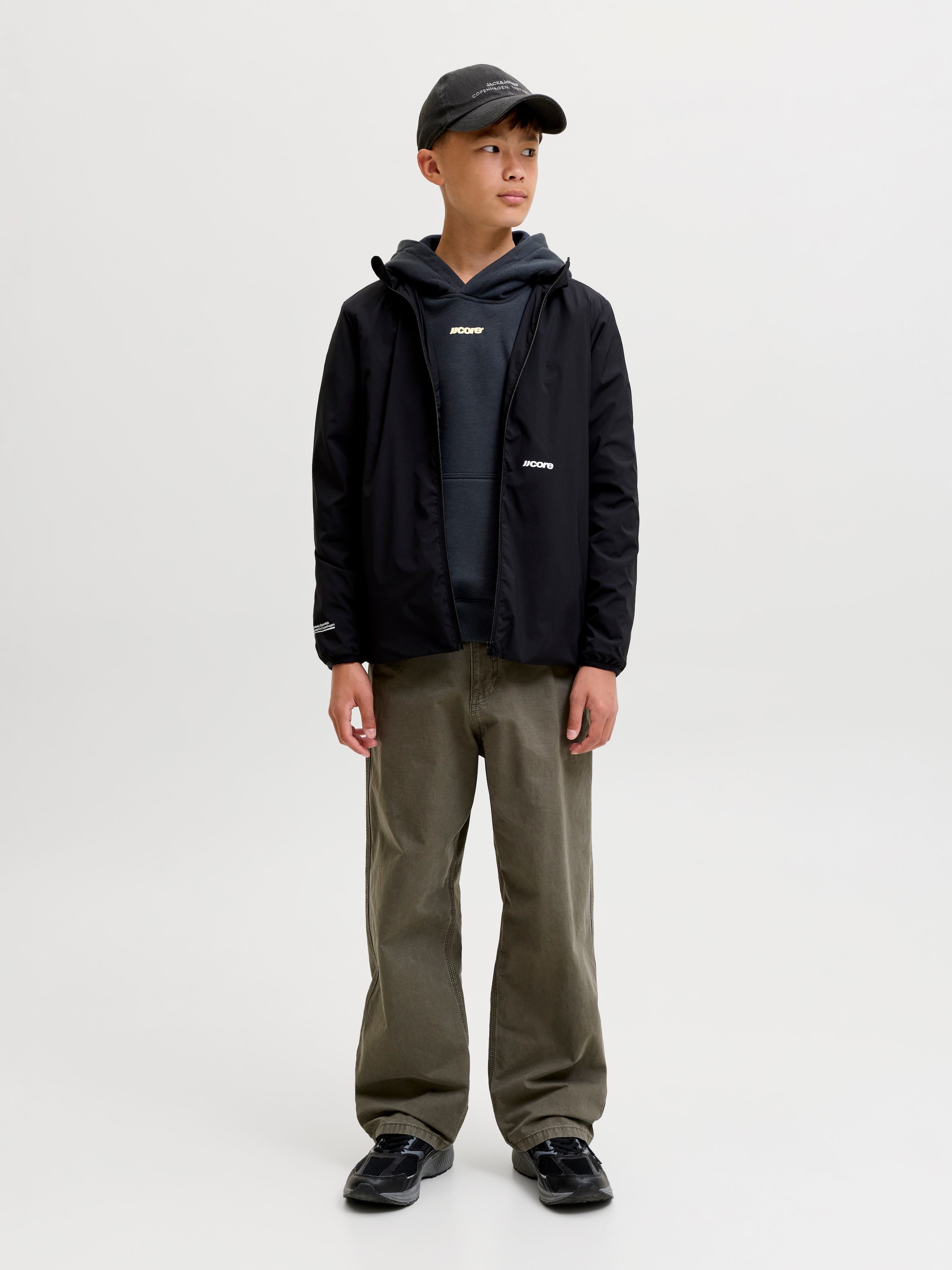 Jack & Jones Junior Kapuzensweatshirt »JCOCLUB BACK SCRIPT SWEAT HOOD SN JNR«, Baumwollmischung, locker geschnitten
