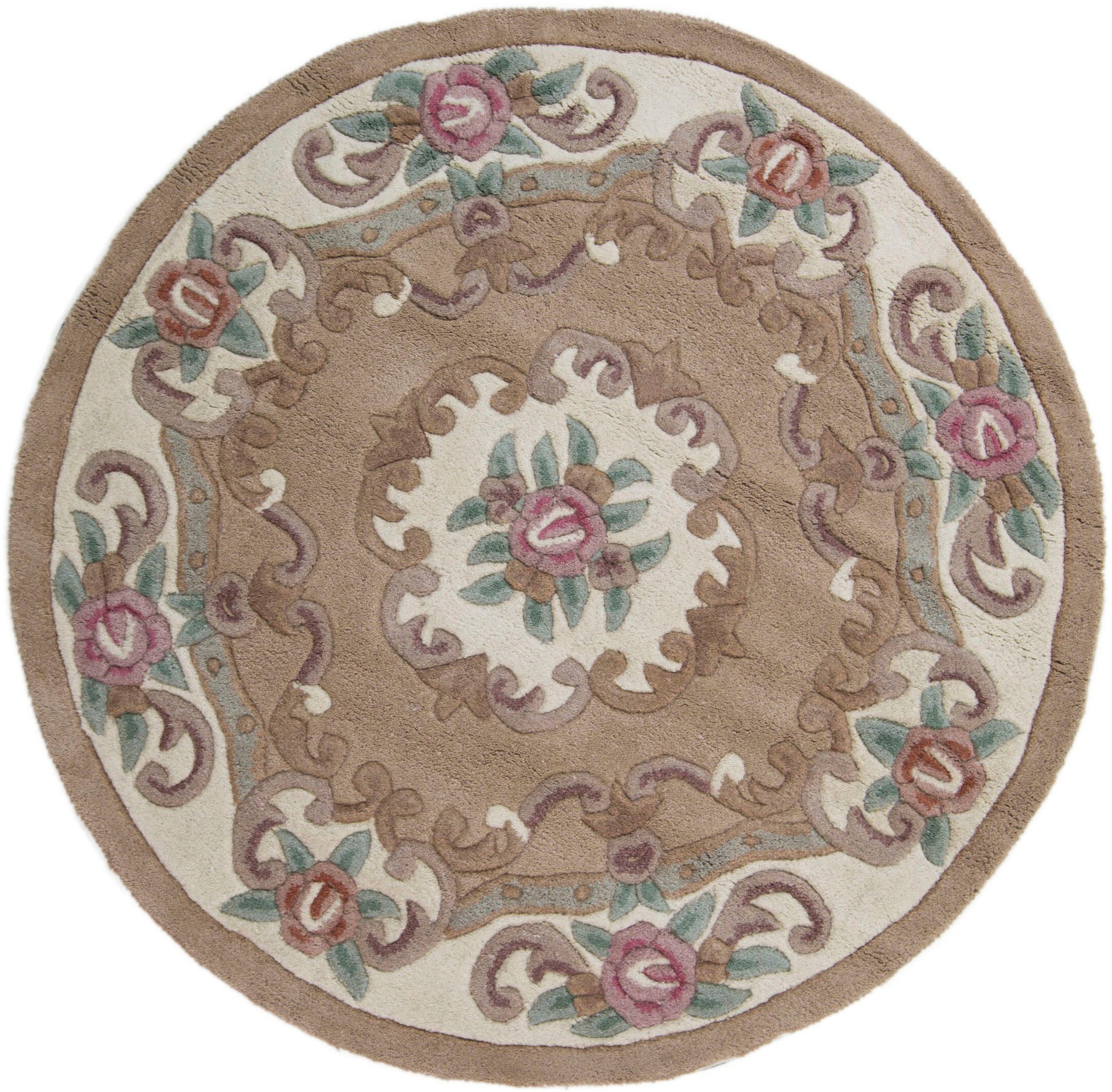 Bild von FLAIR RUGS Wollteppich »Aubusson«, rund, 10 mm Höhe