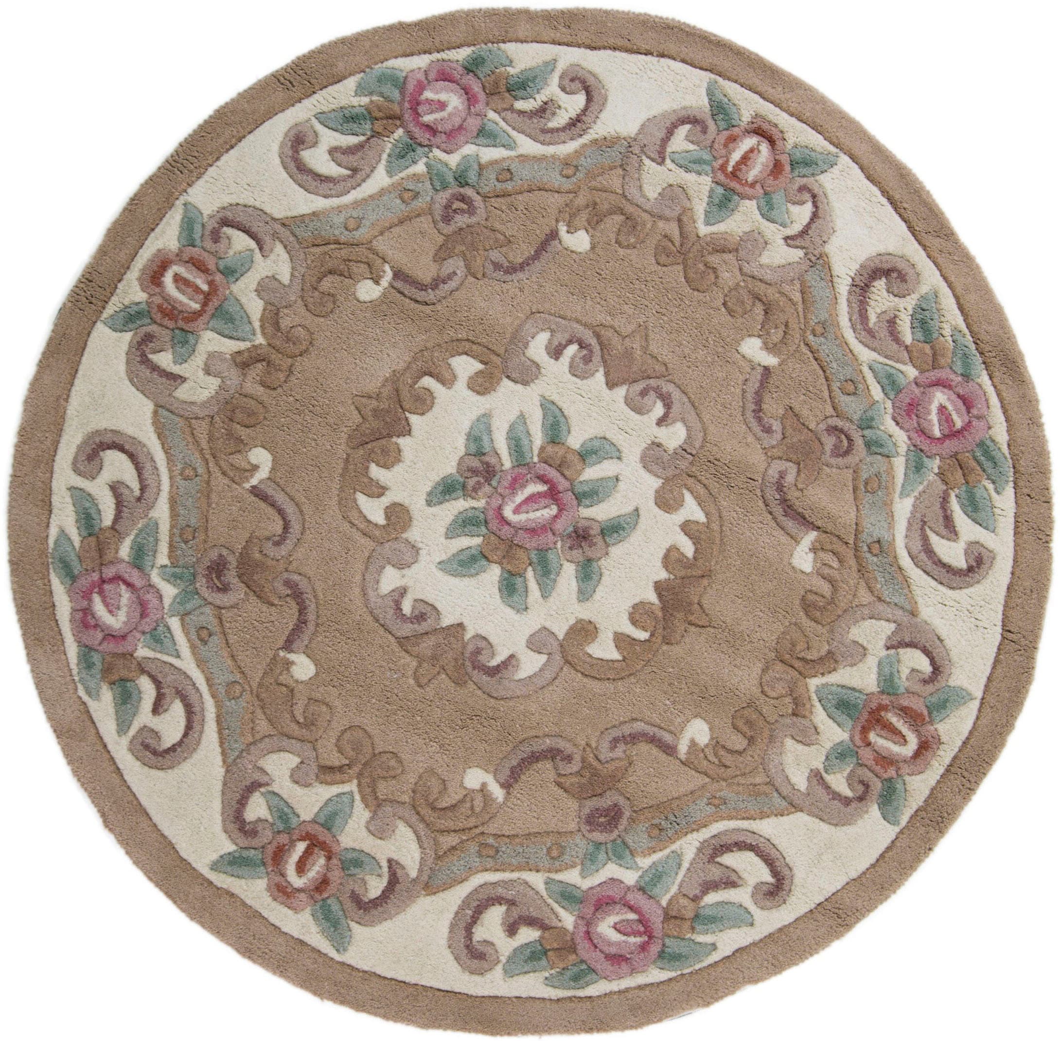 FLAIR RUGS Wollteppich »Aubusson«, rund, 10 mm Höhe, Wolle, Teppich, Wohnzi günstig online kaufen