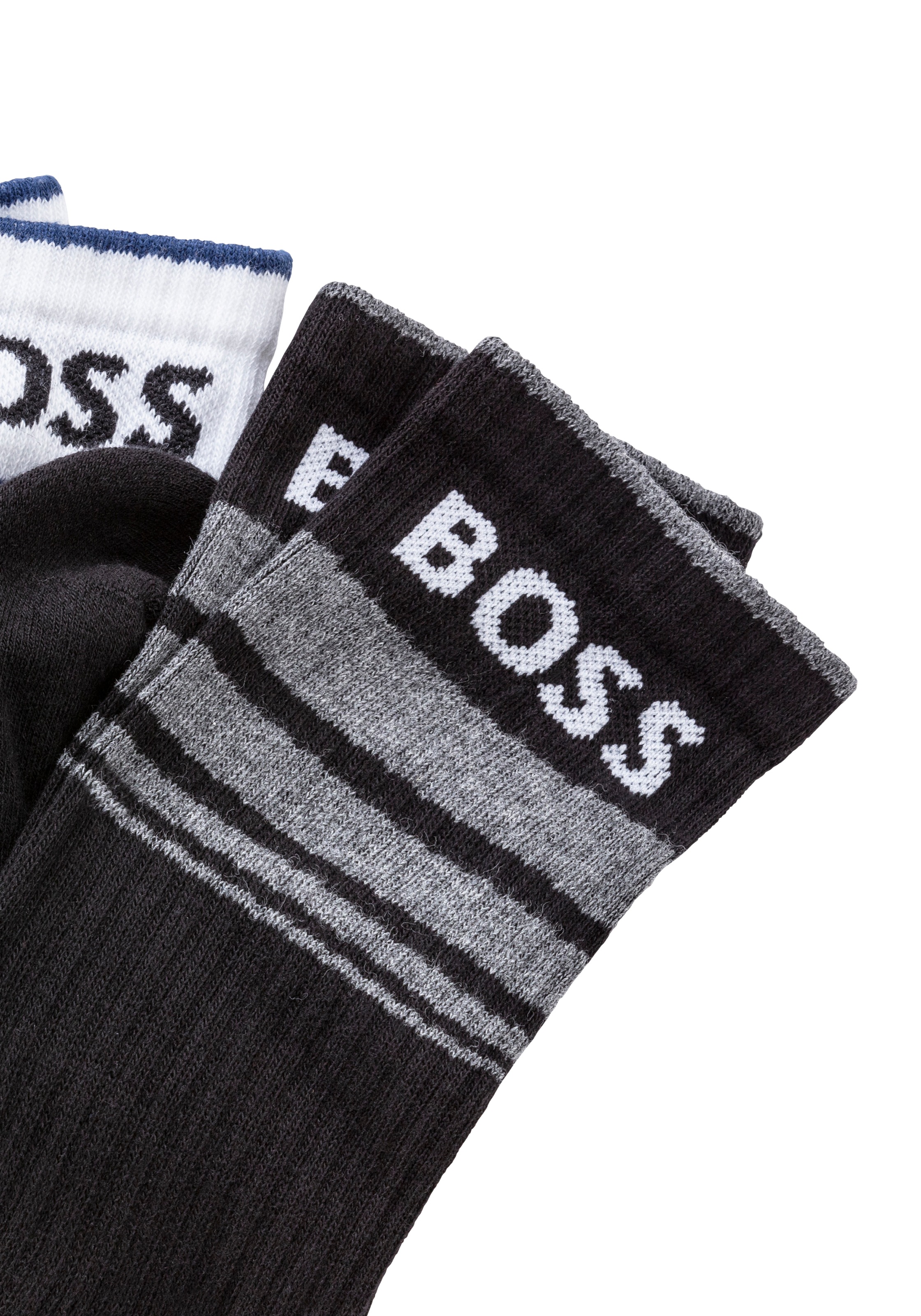 BOSS Freizeitsocken »3P QS Rib Stripe CC«, (Packung, 3 Paar), mit BOSS Logo
