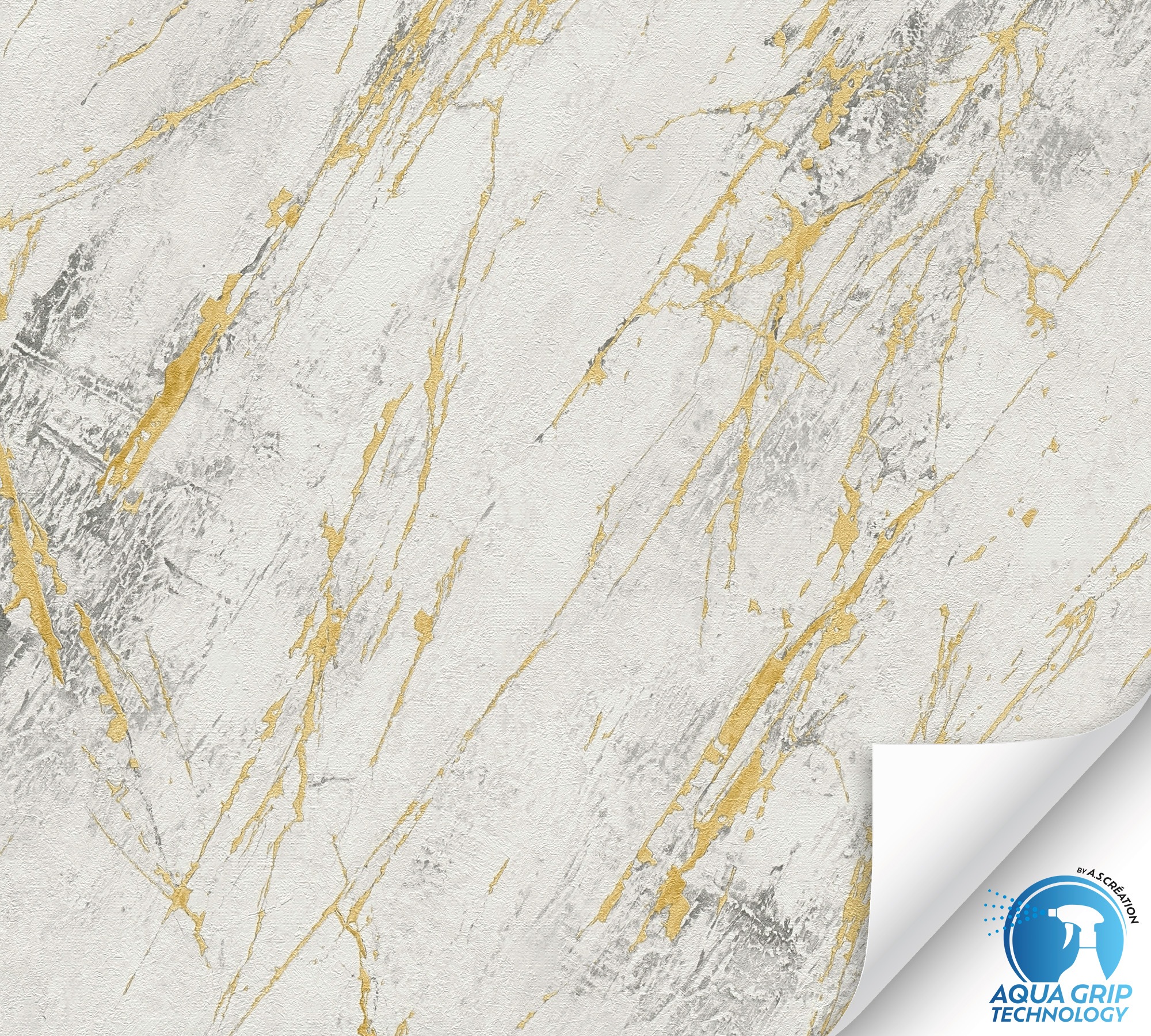 living walls Vliestapete »DesignDrop vorgeleimte Tapete Marmoroptik Weiß Gold Grau«, matt, Vliestapete vorgekleistert 3D-Optik für Schlafzimmer Wohnzimmer Küche