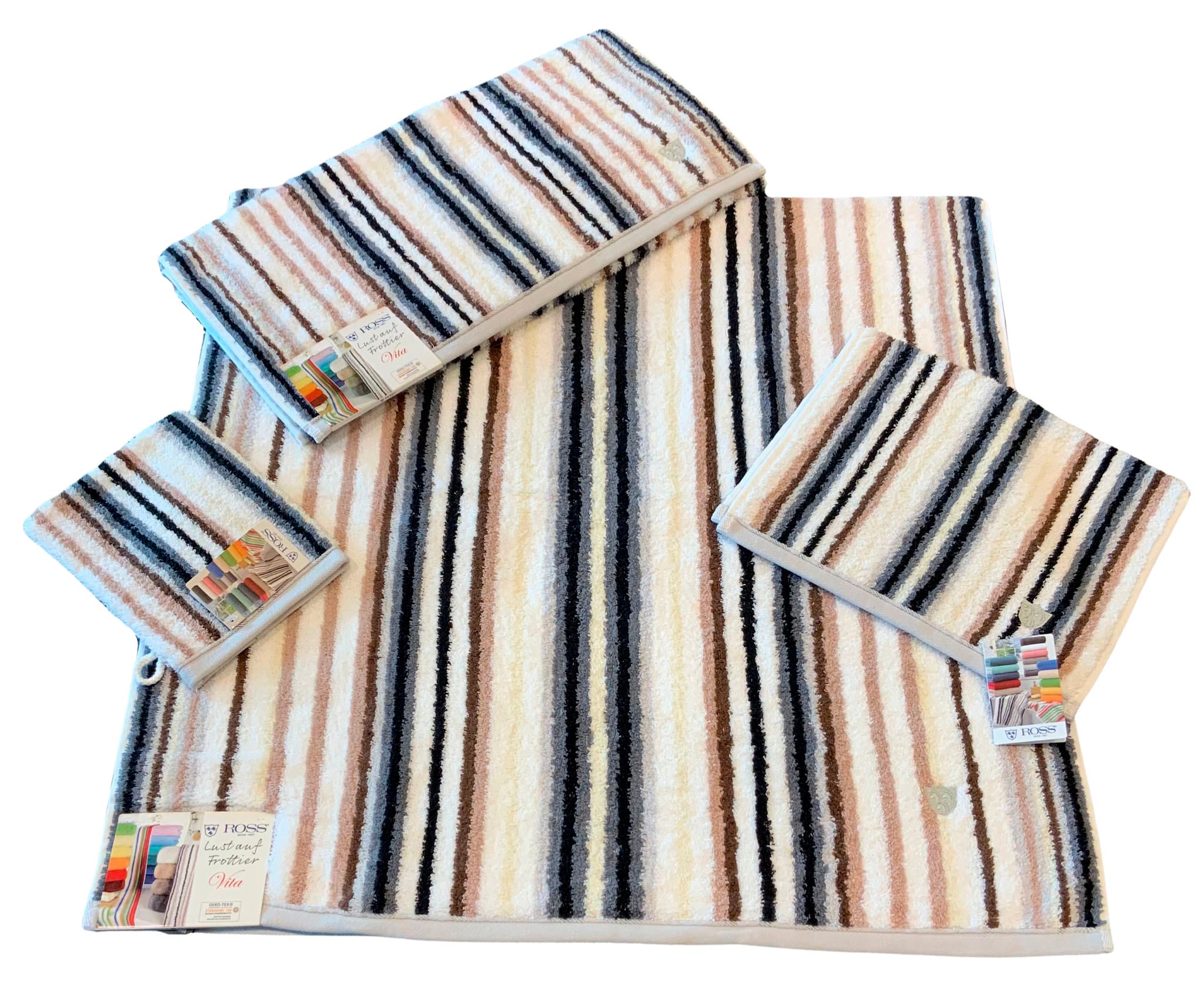 ROSS Gästehandtücher »Multicolor«, (6 St.), mit Streifen und gesticktem ROS günstig online kaufen