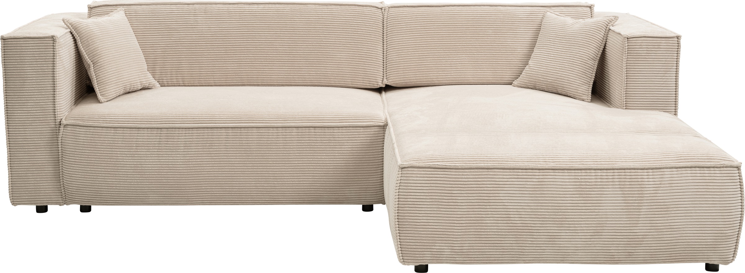 WERK2 Ecksofa »Atlanta-New, modernes Design, Stellmaße 280x147cm, L-Form, Kedernaht« hoher Komfort, Schlaffunktion & Bettkasten, Cord, Natur