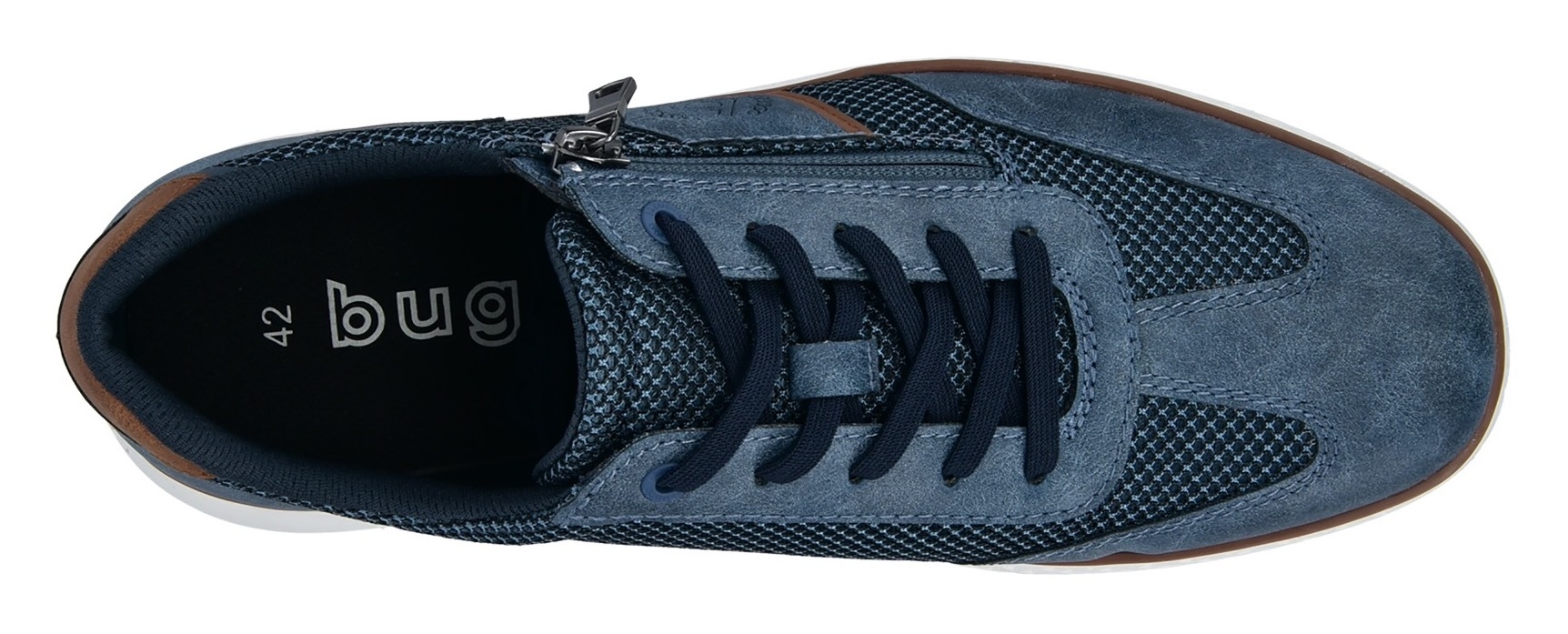 bugatti Schnürschuh, Schnürschuh, Freizeitschuh, Halbschuh mit zusätzlichem Reißverschluss