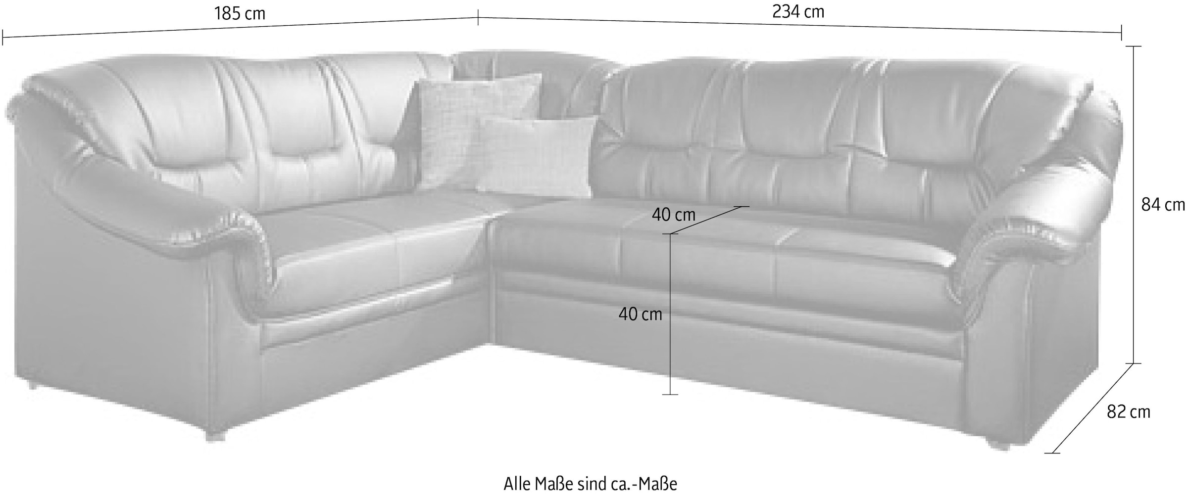 DOMO collection Ecksofa »Montana, zeitlose Rückensteppung, bequeme Armlehnen, L-Form«, wahlweise mit Bettfunktion