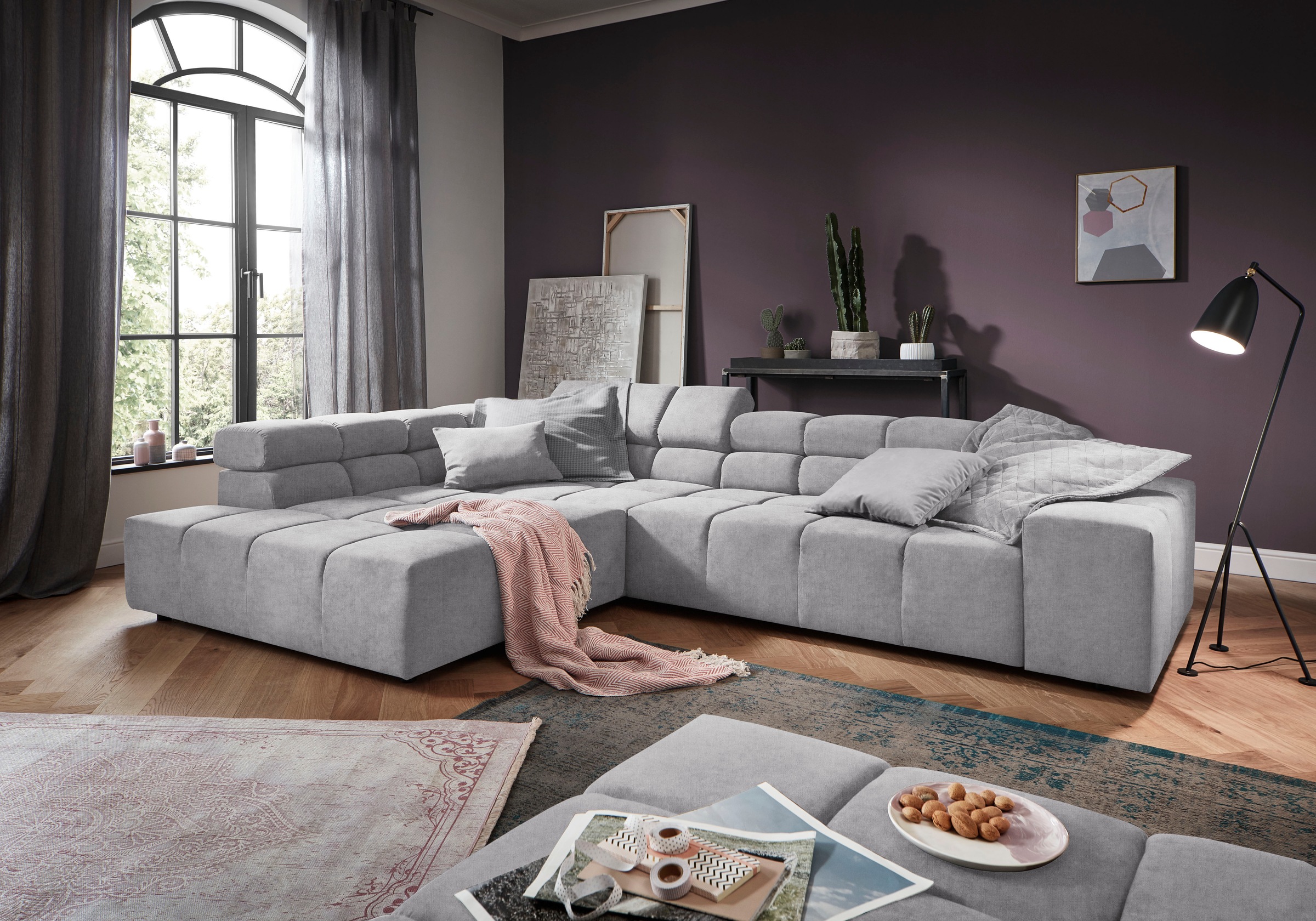 INOSIGN Ecksofa »Ancona incl. Kopfteilverstellung, OTTOs Choice, Breite 319cm, L-Form«, wahlweise motorische Sitztiefenverstellung, auch in Cord + Easy Care